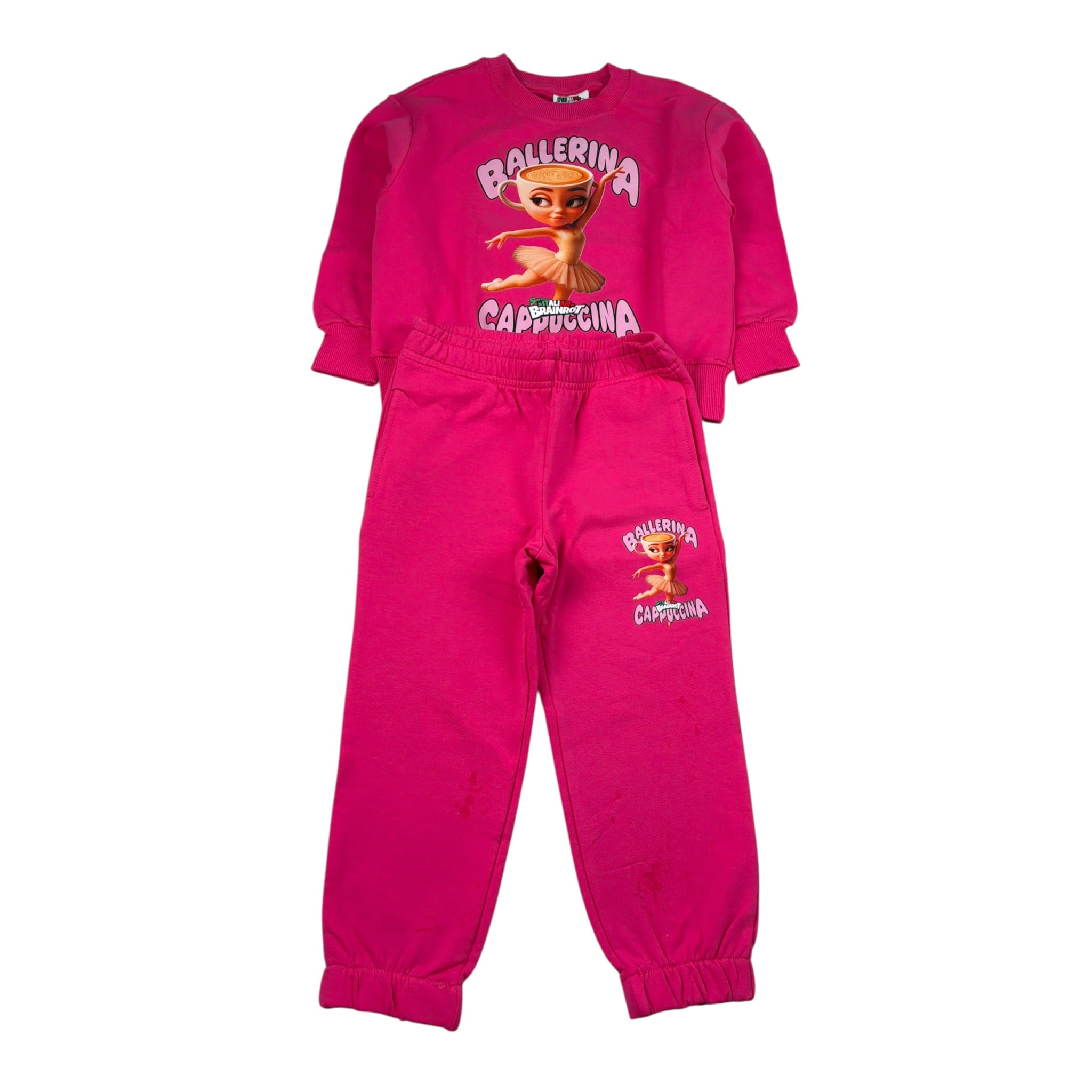 Italian Brainrot Completo 2Pz Felpa-Pantalone tinta unita Fuxia per Bambina F5IBJGTP007 FUXIA ITALIAN BRAINROT 