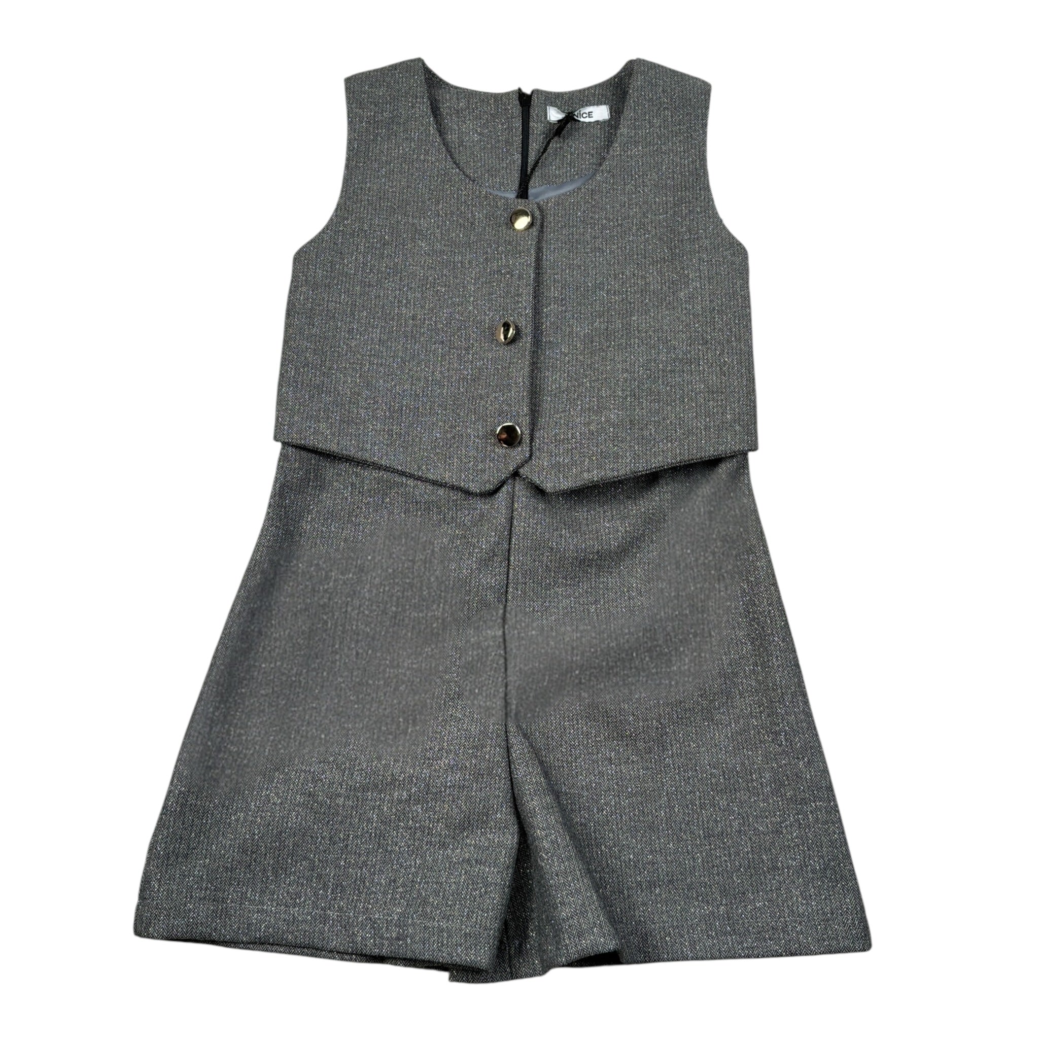 Janice Tuta Intera Giromanica tinta unita Grigio per Bambina JN938B GRIGIO JANICE 