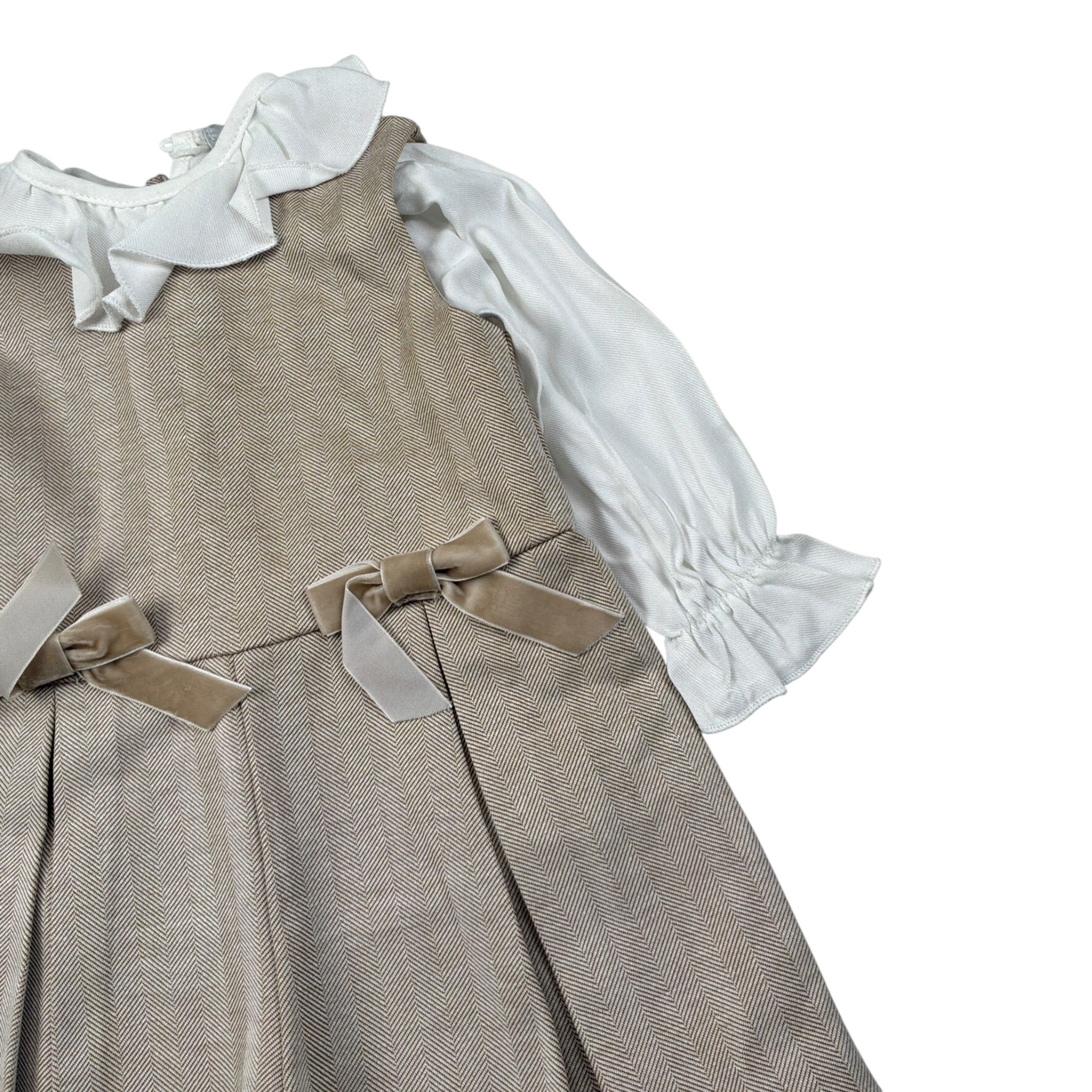 Janice Completo 2Pz Tuta Intera-Camicia Bicolore Beige/Bianco per Neonata JN972N BEIGE/BIANCO JANICE 