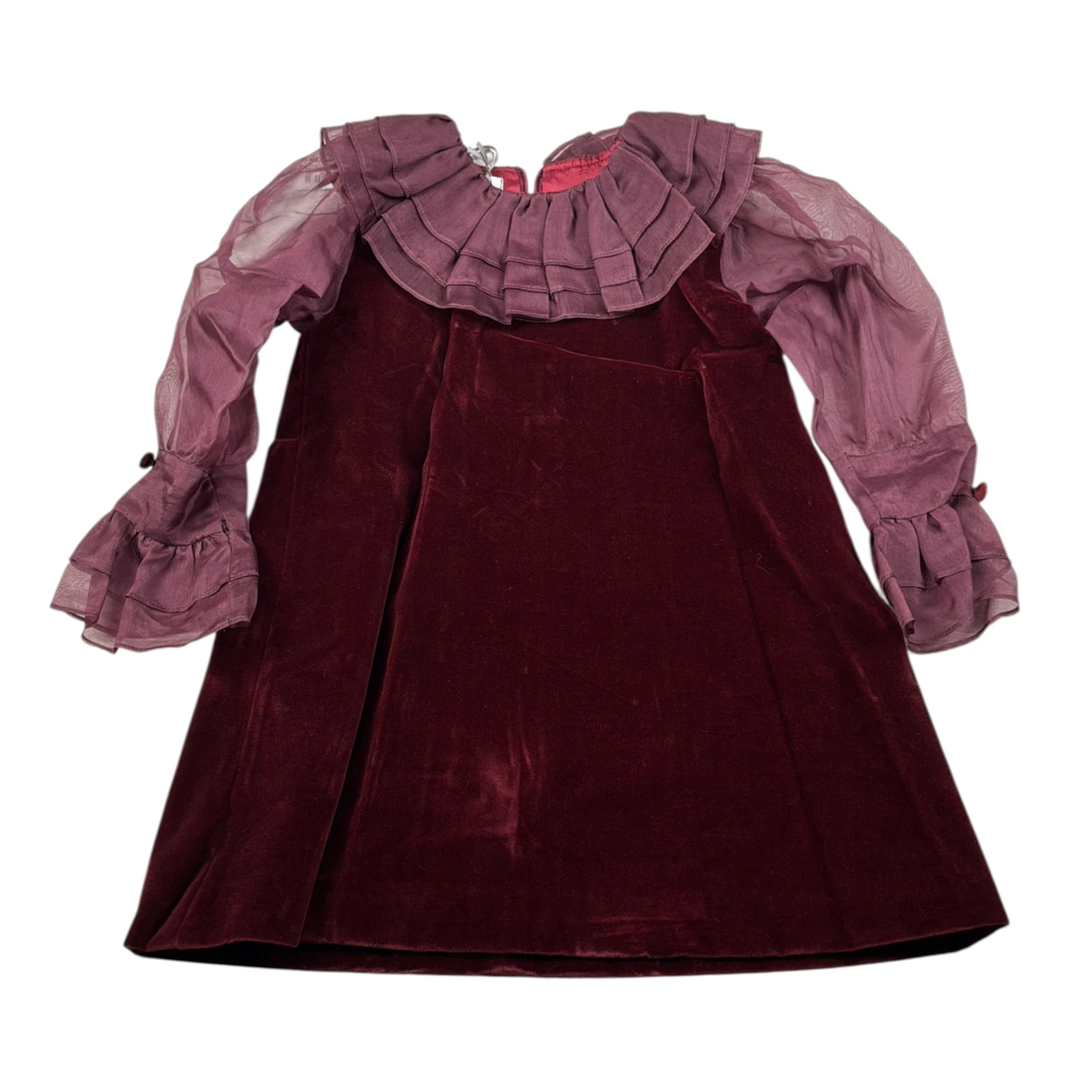 Jesurum Abito Manica Lunga Velata In Velluto Bordeaux per Bambina FENICE BORDEAUX JESURUM 