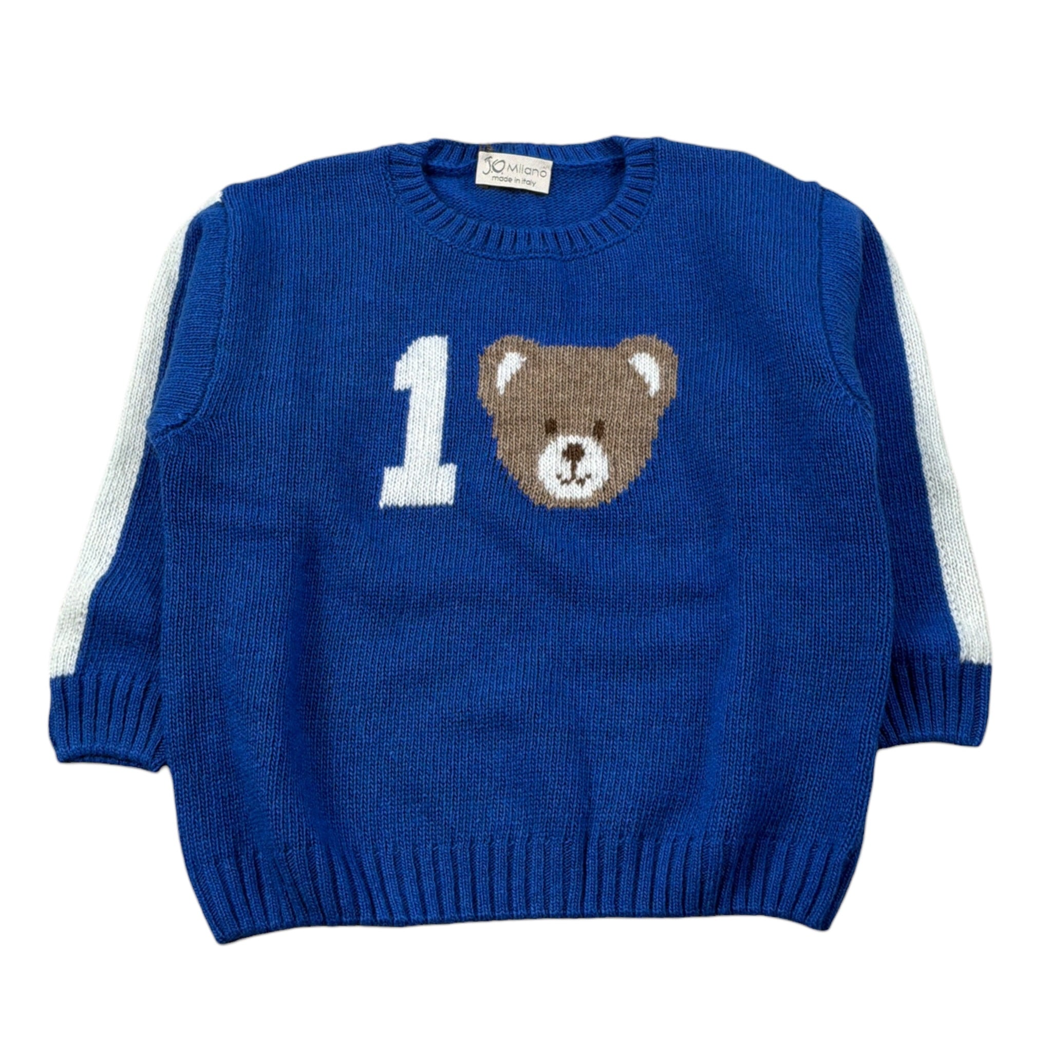 J.O. Milano Maglia Girocollo tinta unita con Ricami Blu per Bambino 563A1OJ BLU J.O. MILANO 