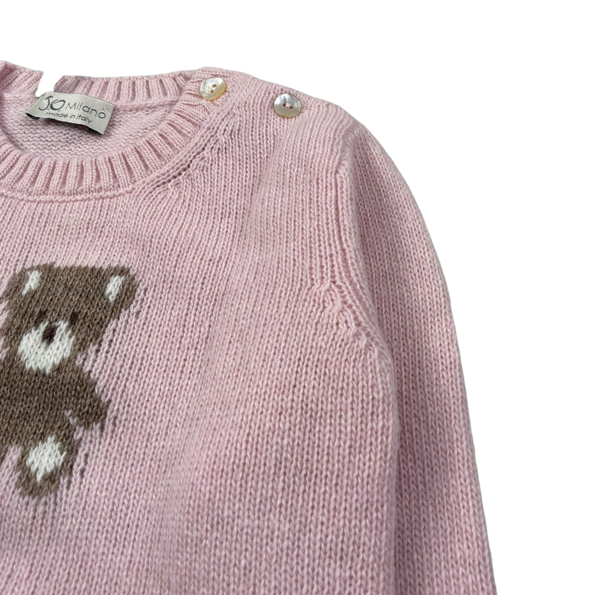 J.O. Milano Maglia Girocollo tinta unita con Ricami Rosa per Neonato 563A1 ROSA J.O. MILANO 
