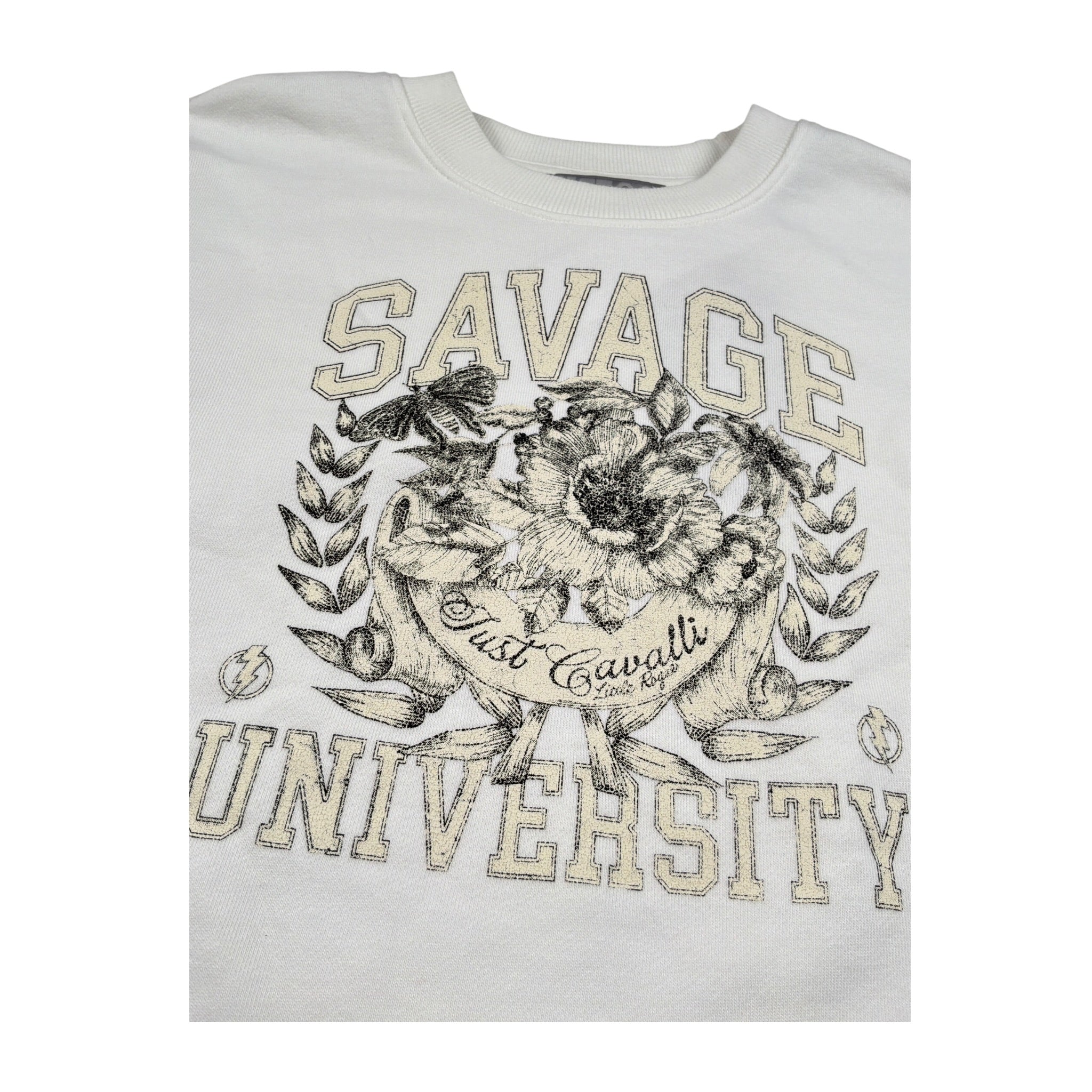 Just Cavalli Felpa Chiusa Girocollo tinta unita con Stampa Panna per Bambino JGA260 PANNA JUST CAVALLI 