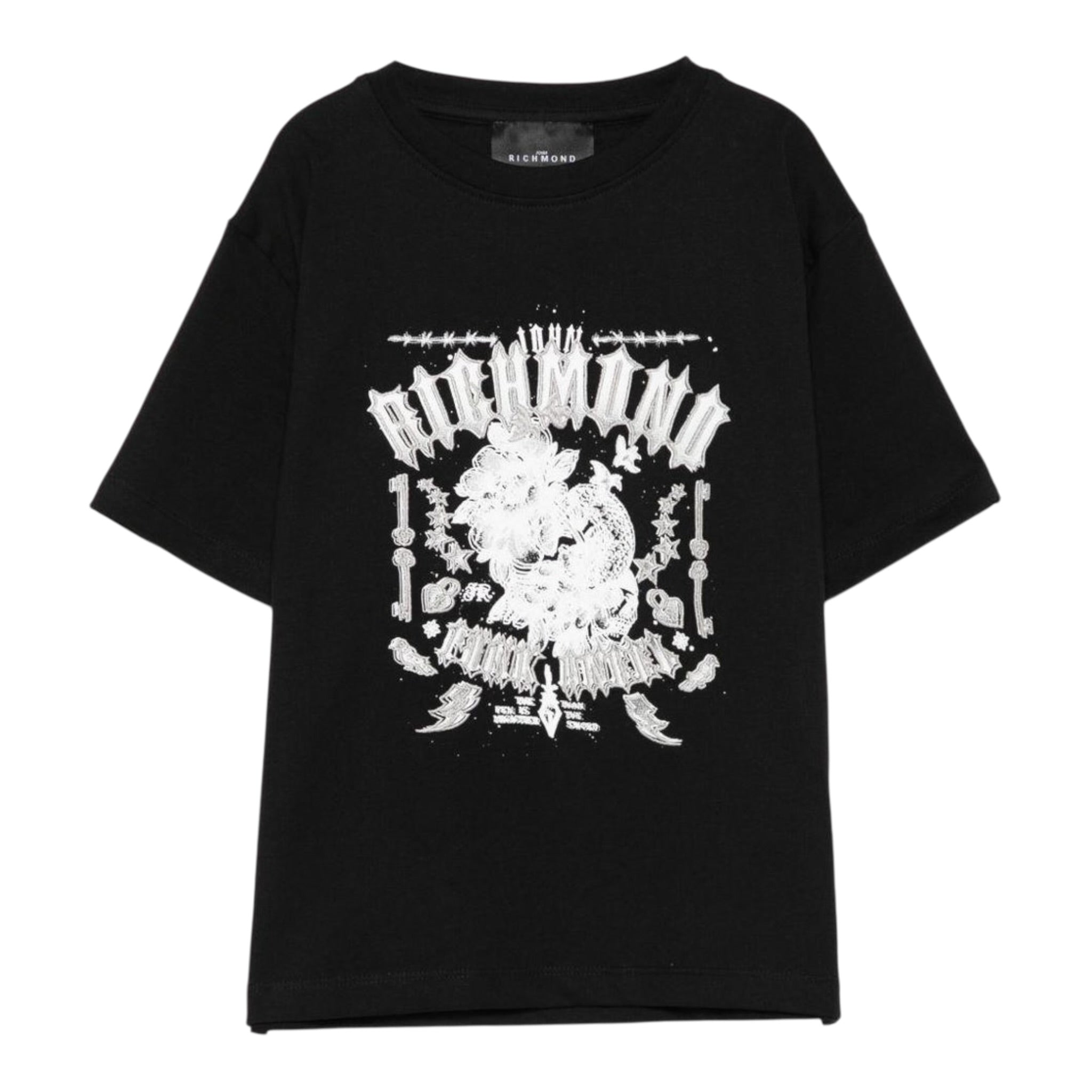 John Richmond T-Shirt tinta unita con Stampa Nero per Neonato RBA25026TSN NERO JOHN RICHMOND 