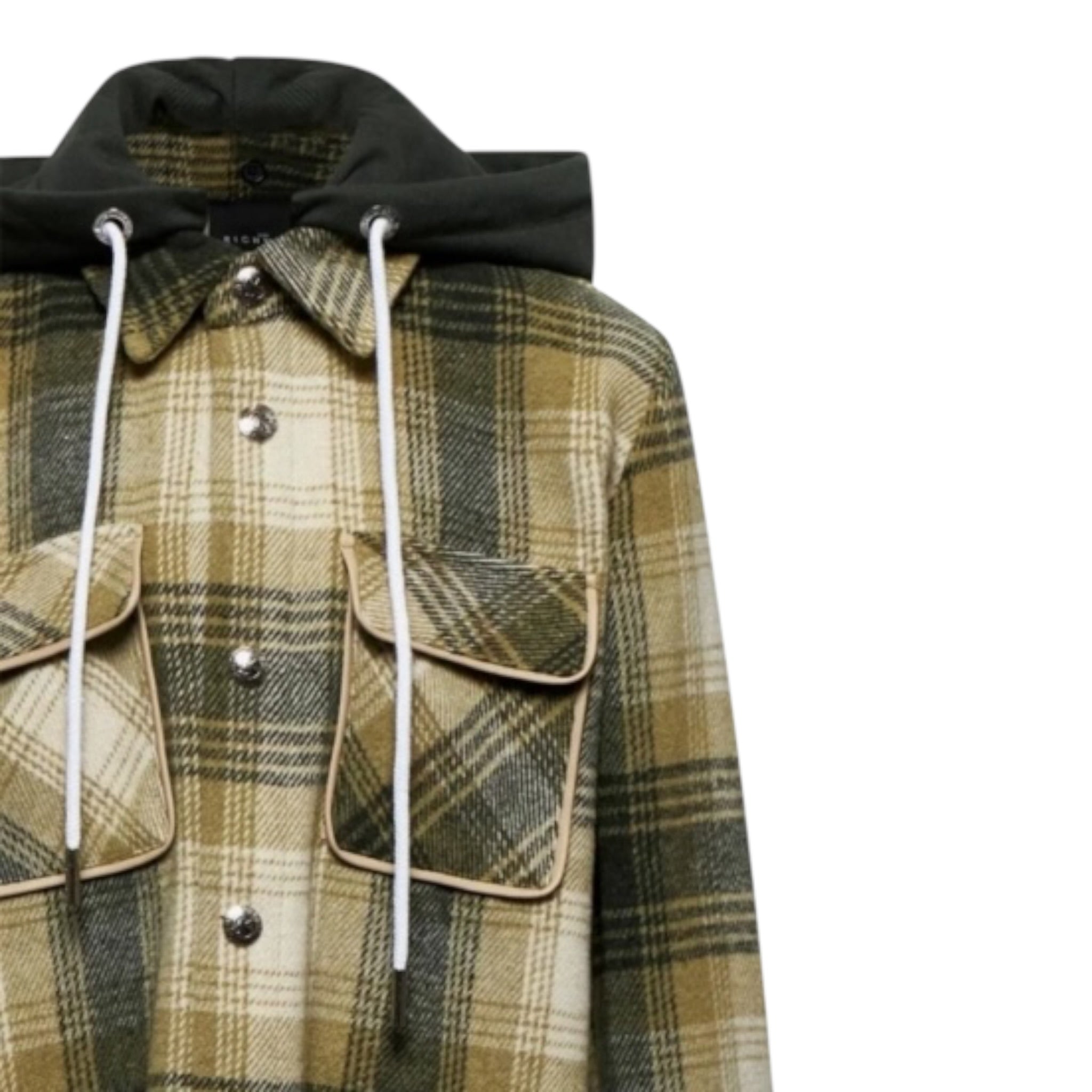 John Richmond Camicia tinta unita con Cappuccio E Fantasia A Quadri Verde per Bambino RBA25067CA VERDE JOHN RICHMOND 