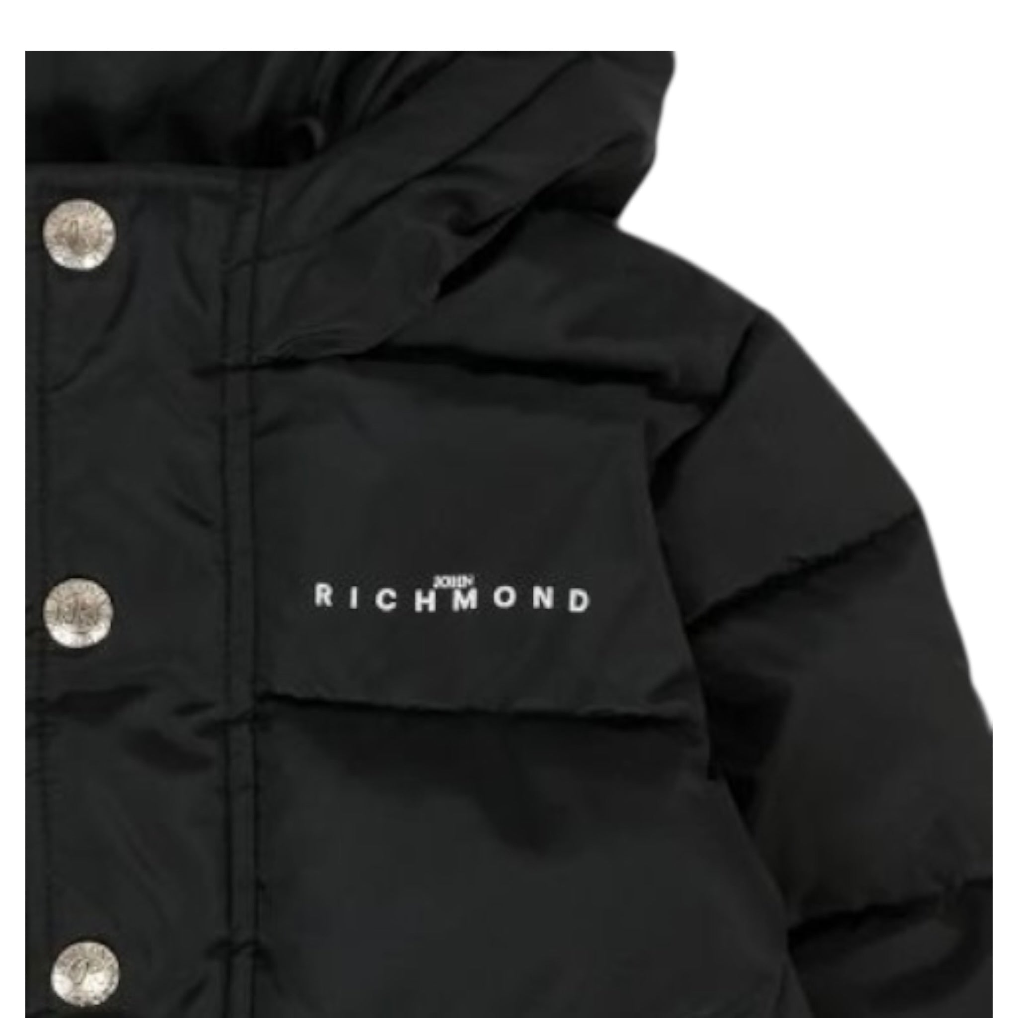 John Richmond Giubbino tinta unita con Zip E Cappuccio Nero per Bambino RBA25233PIXXXJ NERO JOHN RICHMOND 