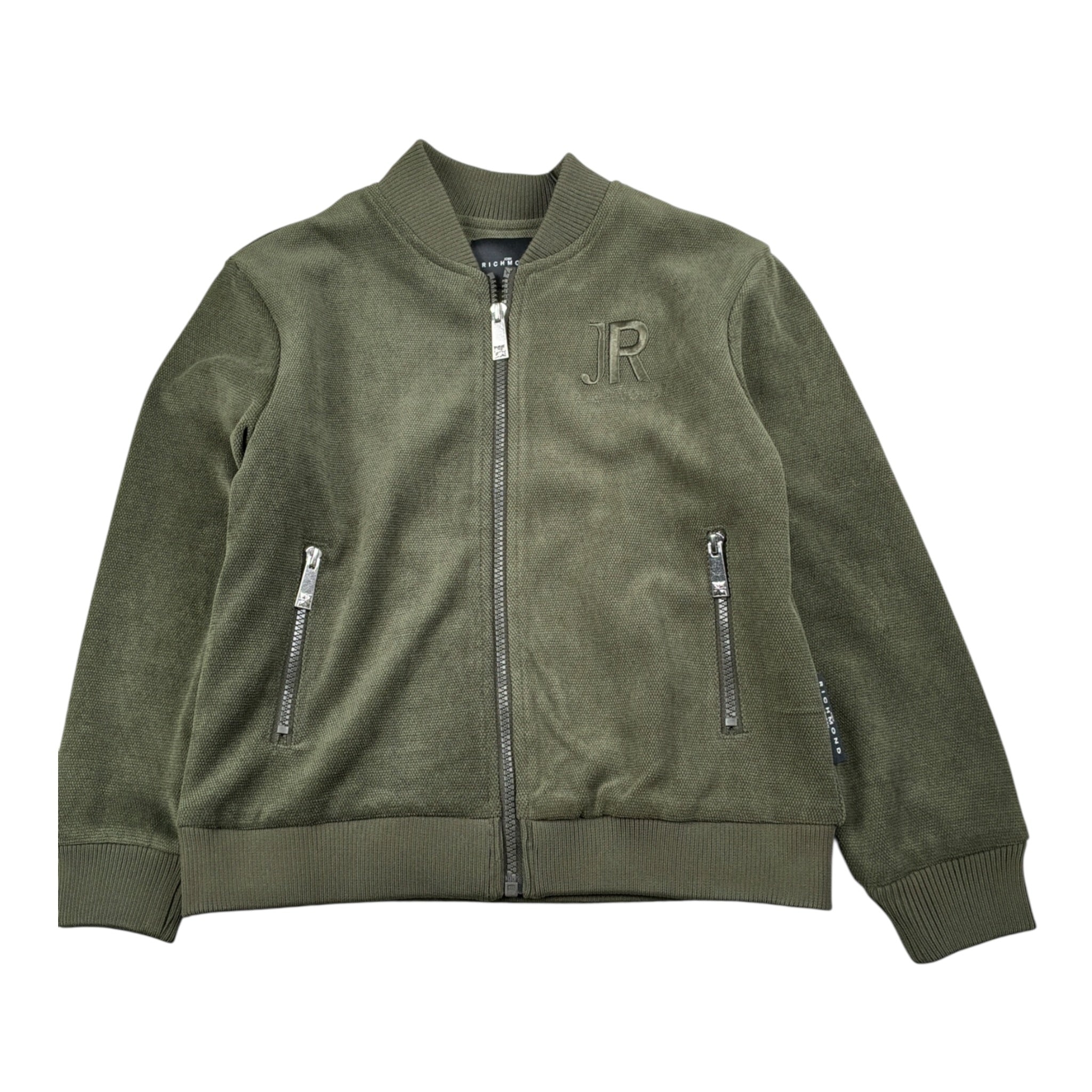 John Richmond Felpa tinta unita con Zip E Stampa Verde per Bambino RBA26033FE VERDE JOHN RICHMOND 