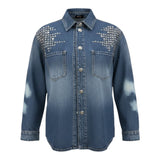 John Richmond Camicia In Denim tinta unita con Borchie Blu per Bambino RBA26136CA BLU JOHN RICHMOND 
