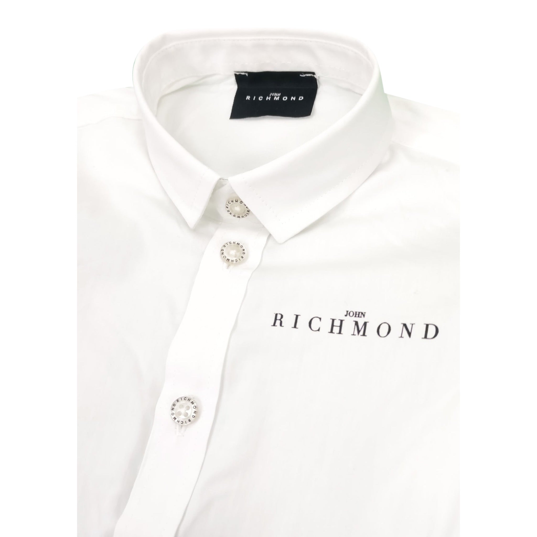 John Richmond Camicia Manica Lunga tinta unita con Logo Bianco per Bambino RBP24105CA BIANCO JOHN RICHMOND 