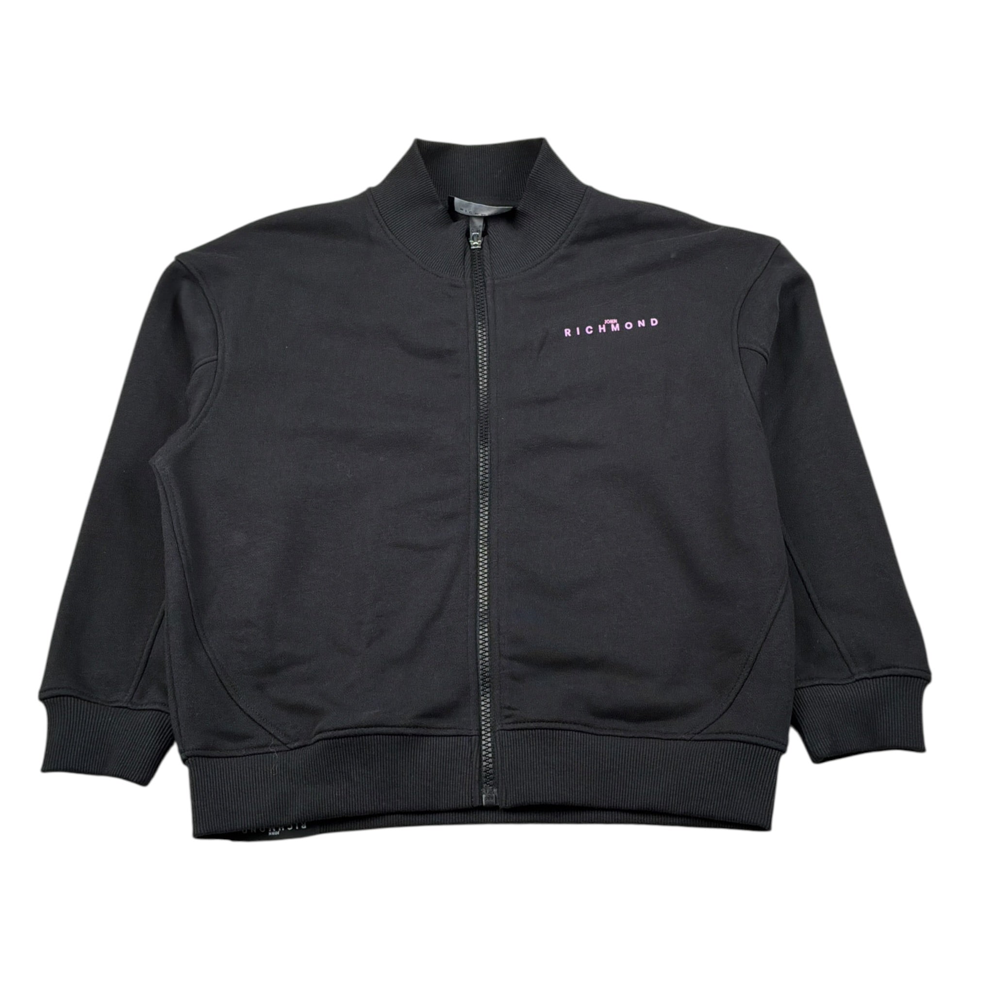 John Richmond Felpa con Zip tinta unita con Logo Nero per Bambina RGA26005FE NERO JOHN RICHMOND 