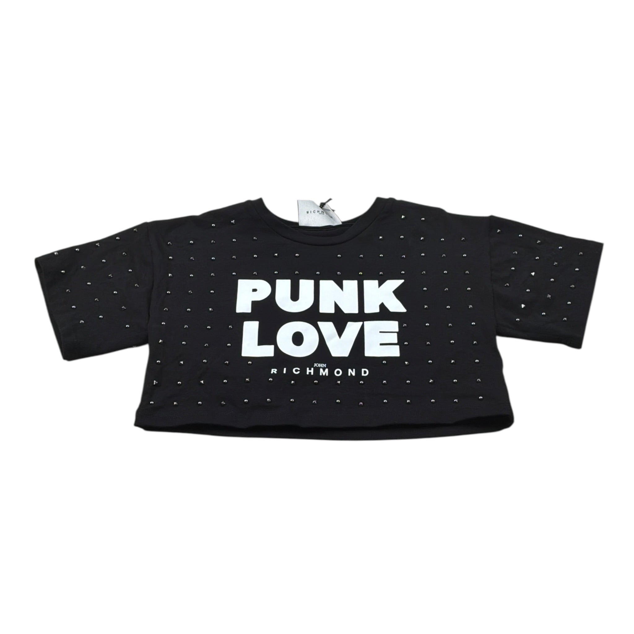 John Richmond T-Shirt Girocollo tinta unita con Logo Nero per Bambina RGA26013TS NERO JOHN RICHMOND 