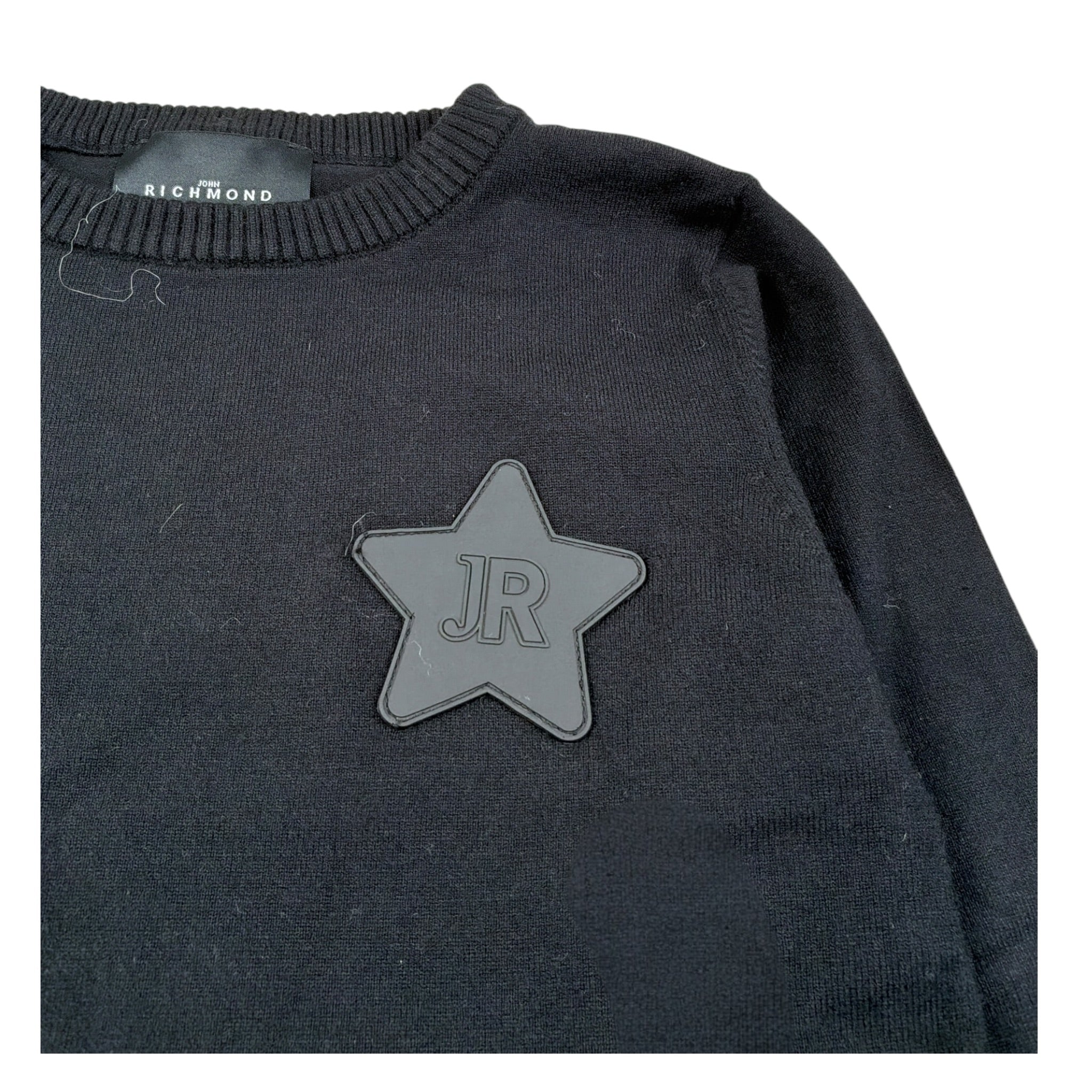 John Richmond Maglia Girocollo tinta unita con Logo Nero per Bambina RGA26023MA NERO JOHN RICHMOND 