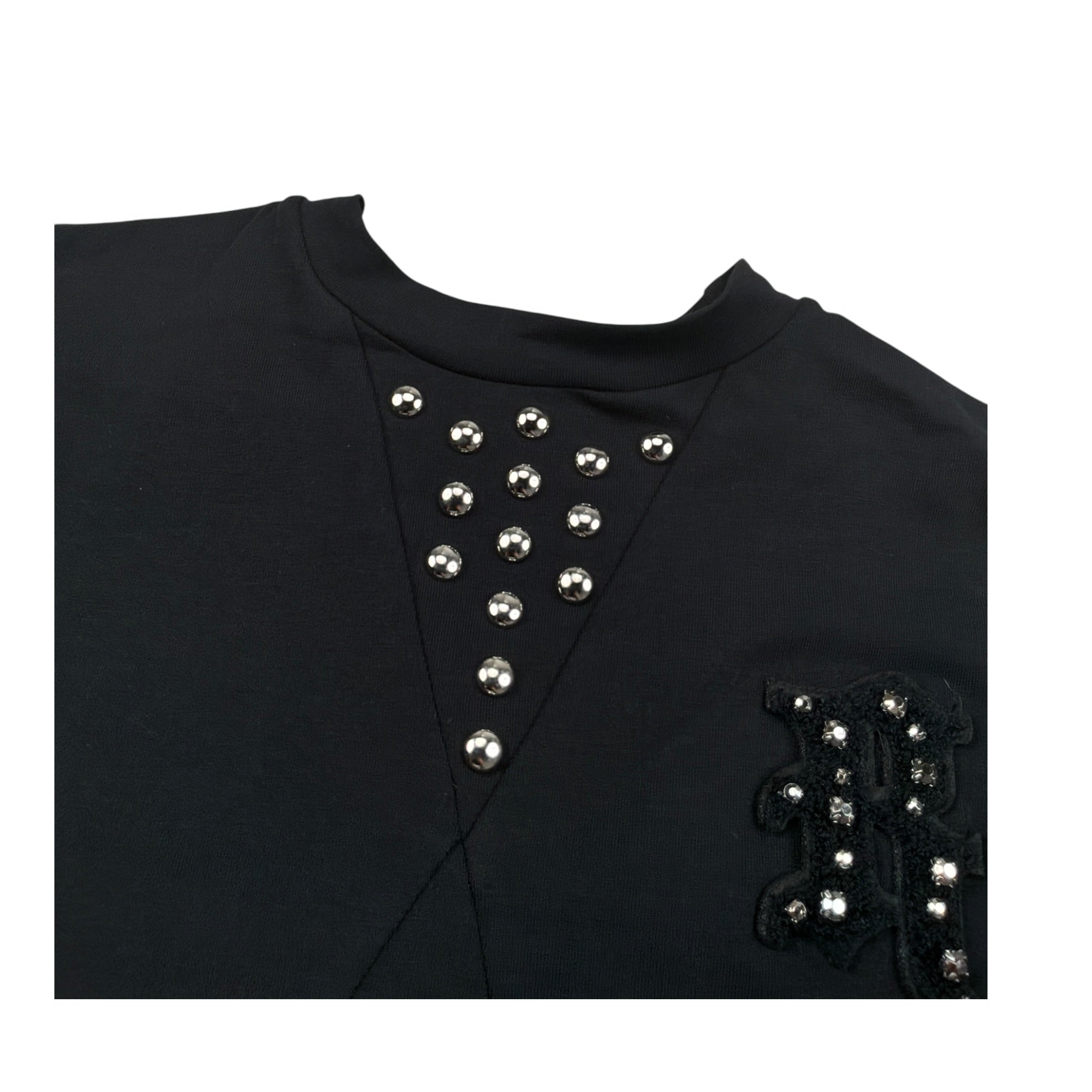 John Richmond T-Shirt Girocollo tinta unita con Logo Nero per Bambina RGA26037TS NERO JOHN RICHMOND 