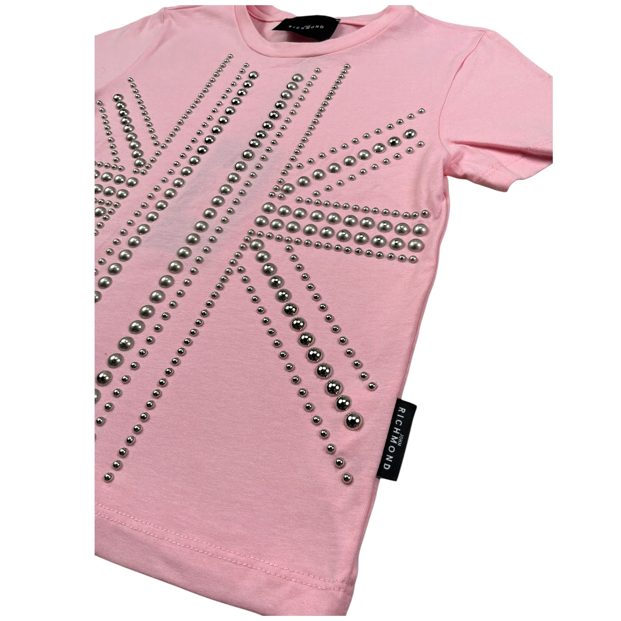 John Richmond T-Shirt Girocollo tinta unita con Applicazioni Rosa per Bambina RGA26044TS ROSA JOHN RICHMOND 