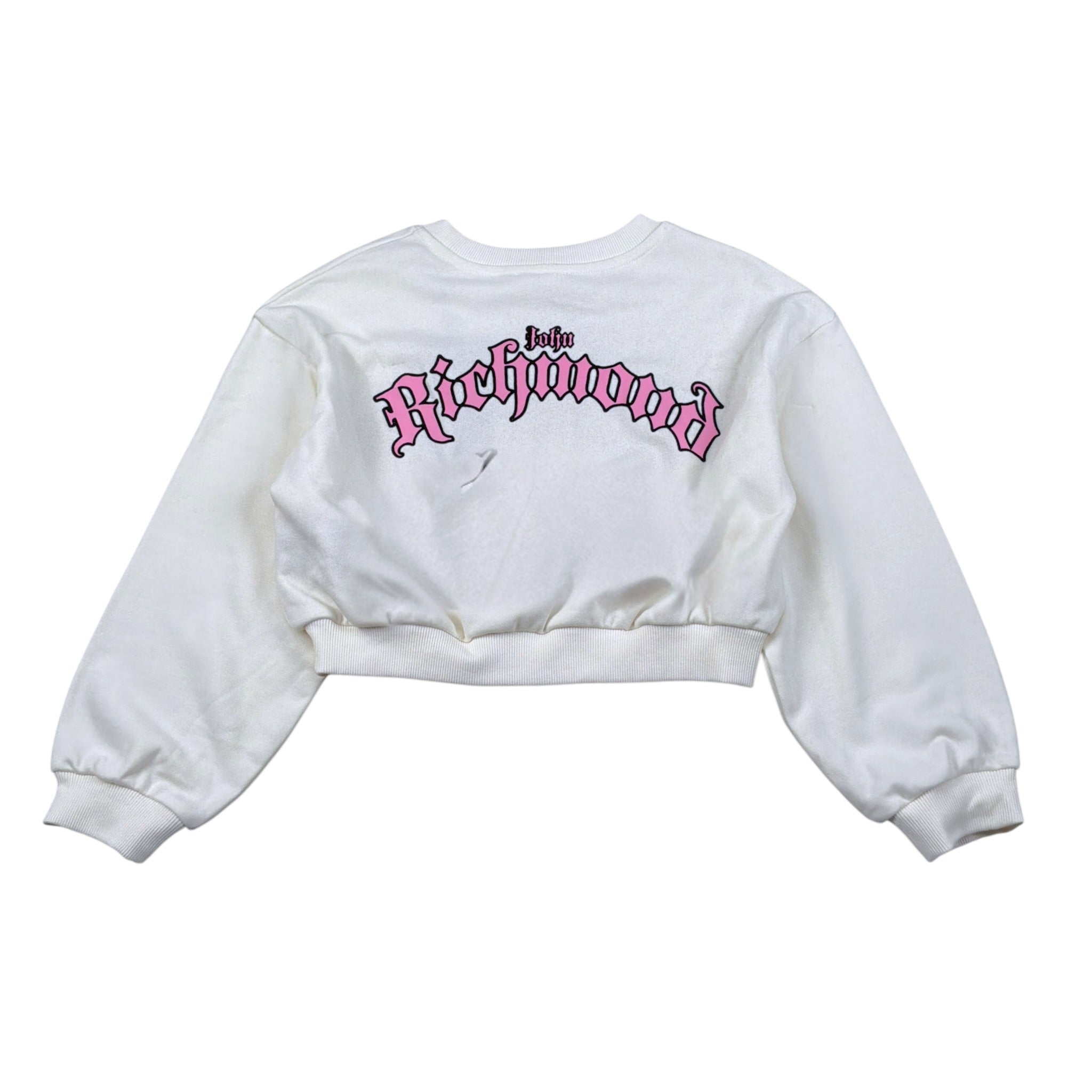 John Richmond Felpa tinta unita Modello Crop con Stampa Bianco per Bambina RGA26051FE BIANCO JOHN RICHMOND 