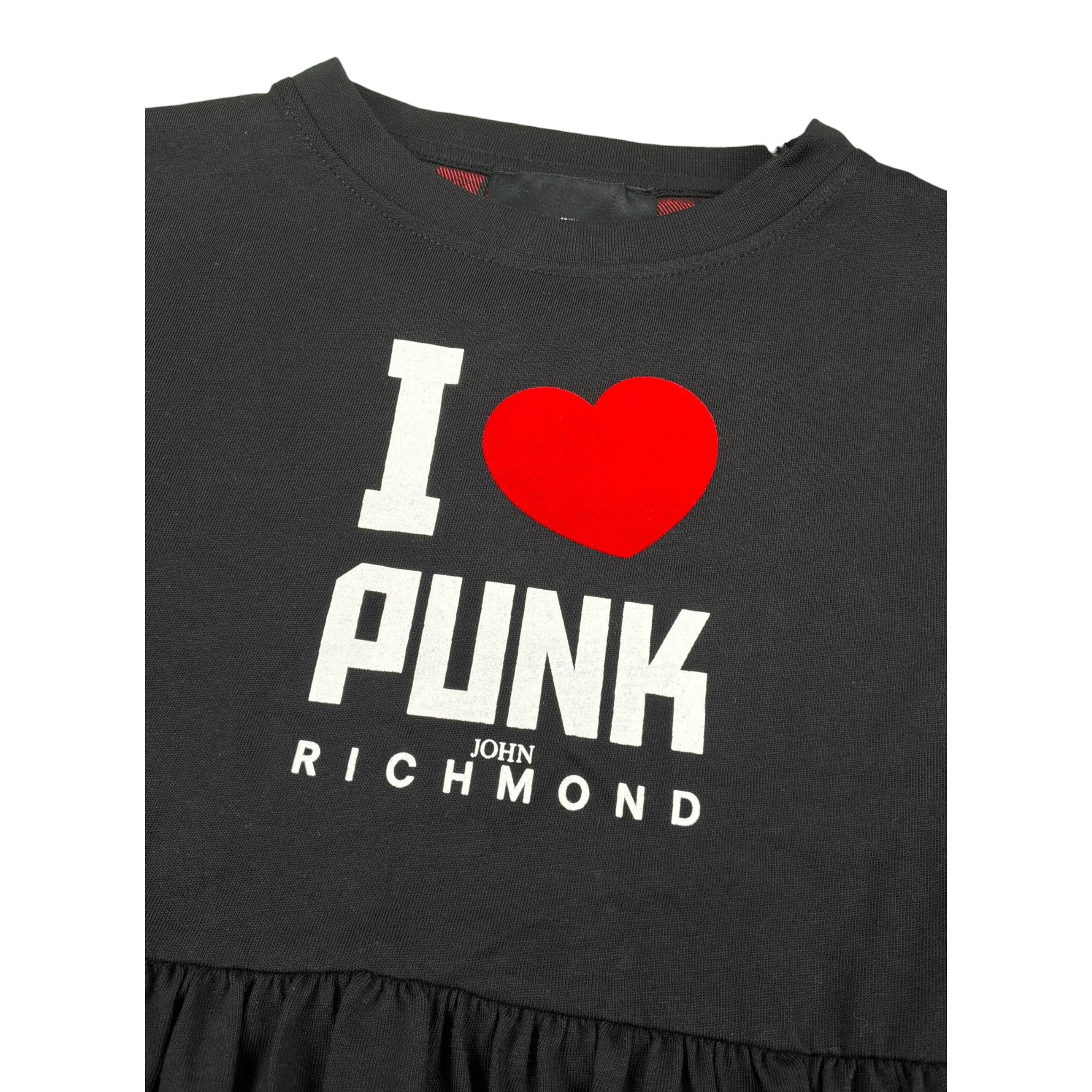 John Richmond Abito Manica Lunga tinta unita con Stampa Nero per Bambina RGA26093VE NERO JOHN RICHMOND 