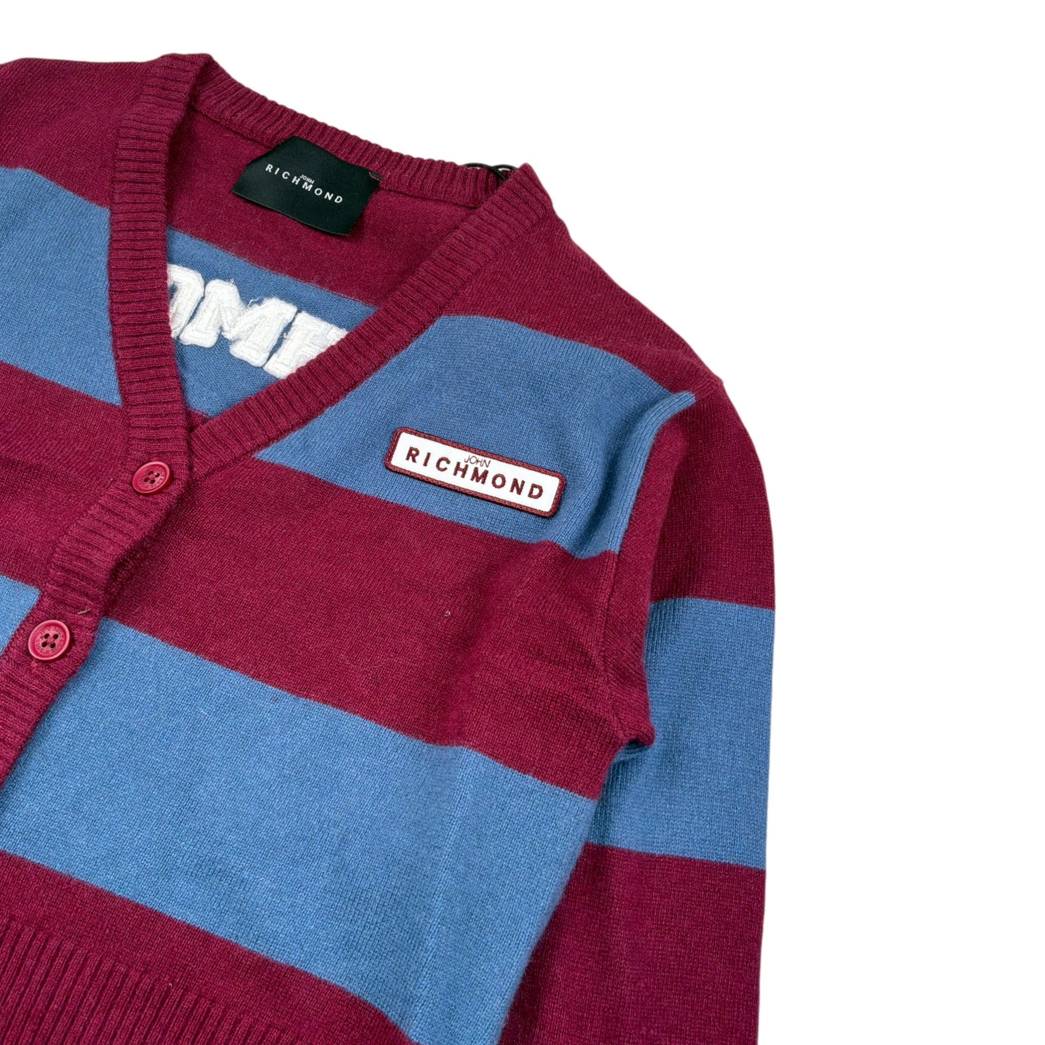 John Richmond Cardigan Bicolore con Fantasia A Righe Rosso/Azzurro per Bambina RGA26158CD ROSSO/AZZURRO JOHN RICHMOND 
