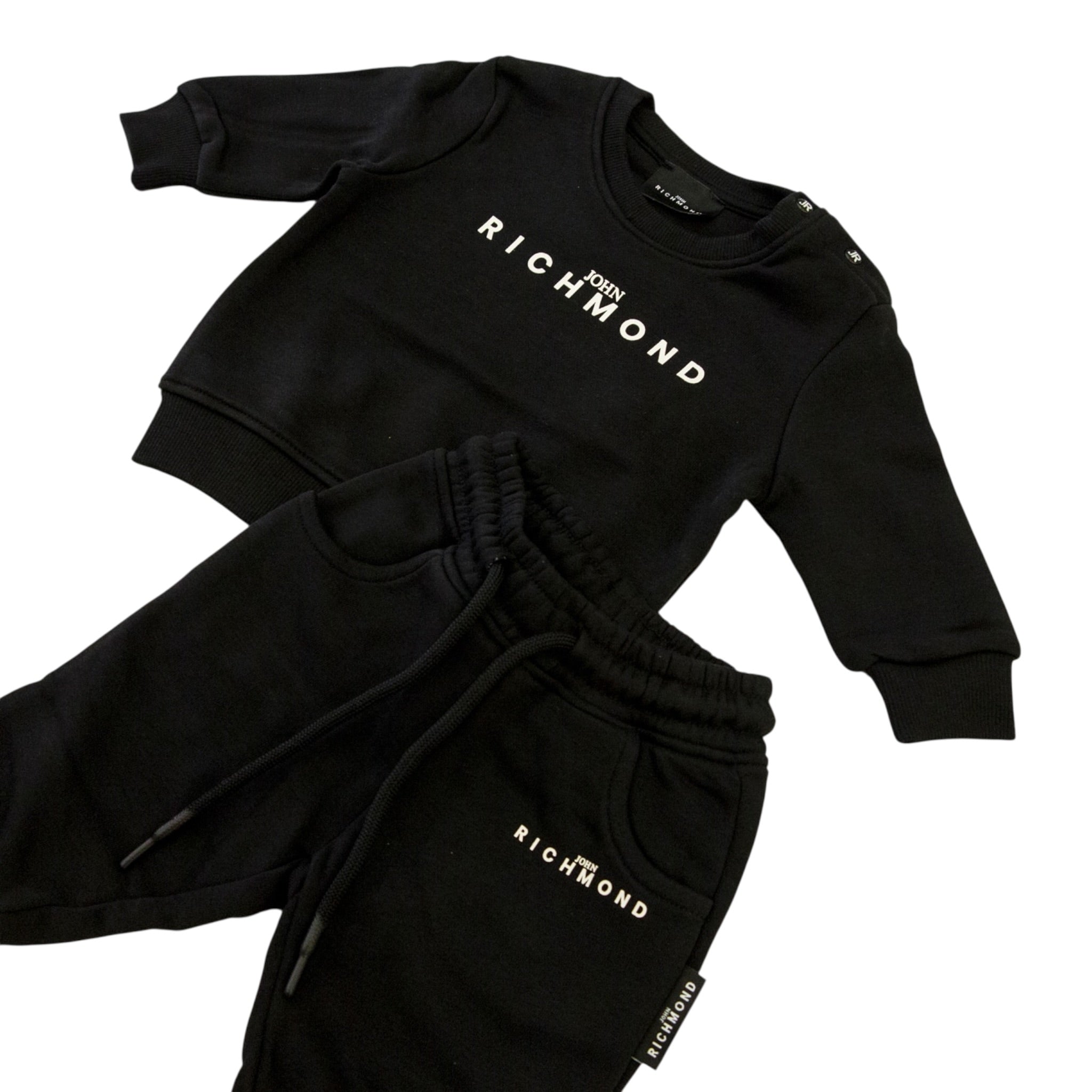 John Richmond Completo 2 Pezzi Felpa-Pantalone tinta unita Nero per Neonato RIA25003CFXX NERO JOHN RICHMOND 