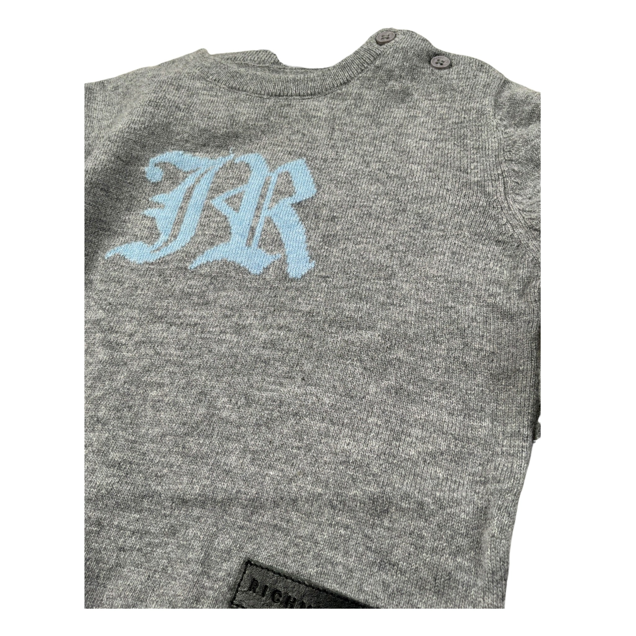 John Richmond Maglia Girocollo tinta unita con Logo Grigio per Neonato RIA25009MA GRIGIO JOHN RICHMOND 