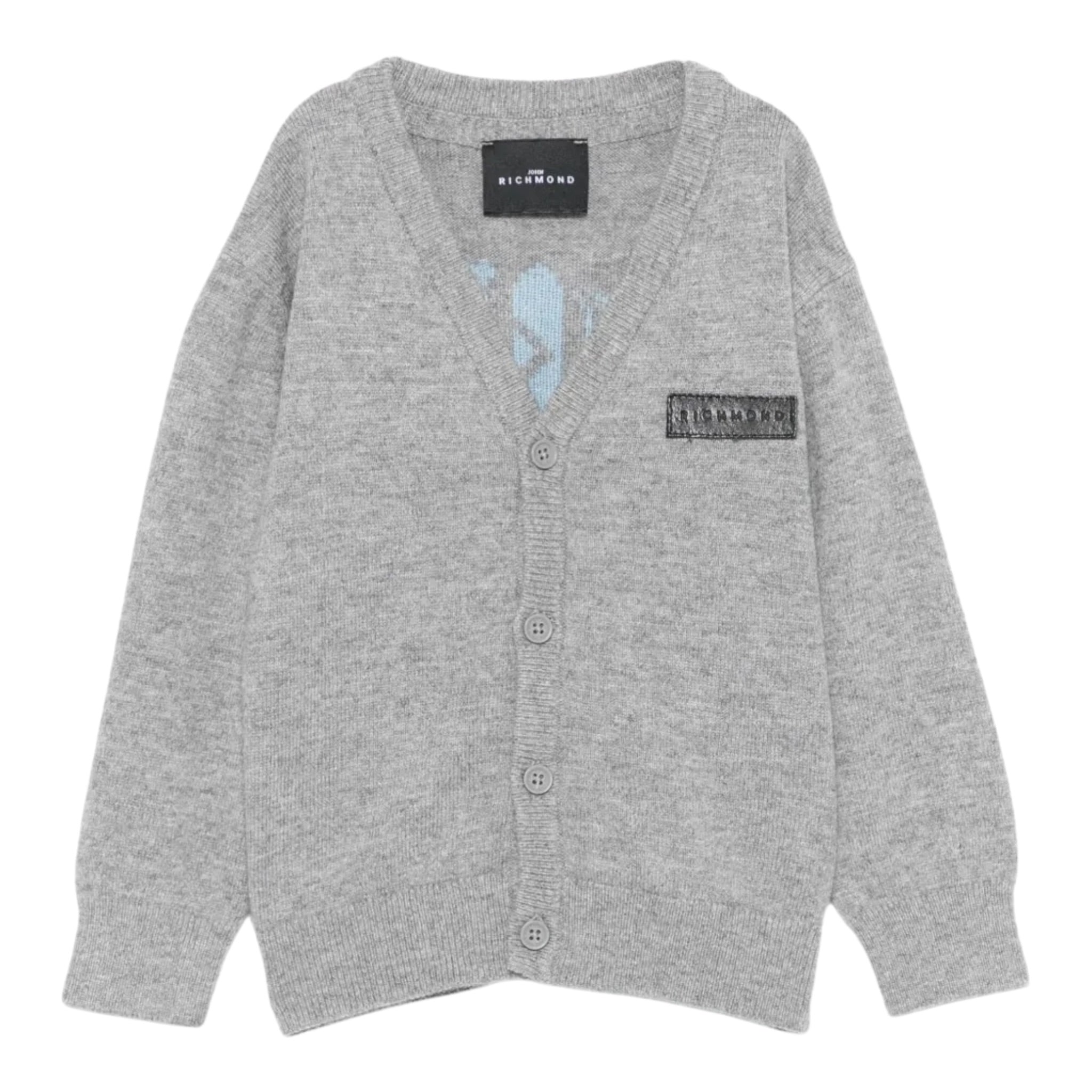 John Richmond Cardigan tinta unita con Logo Grigio per Neonato RIA25010CDX GRIGIO JOHN RICHMOND 