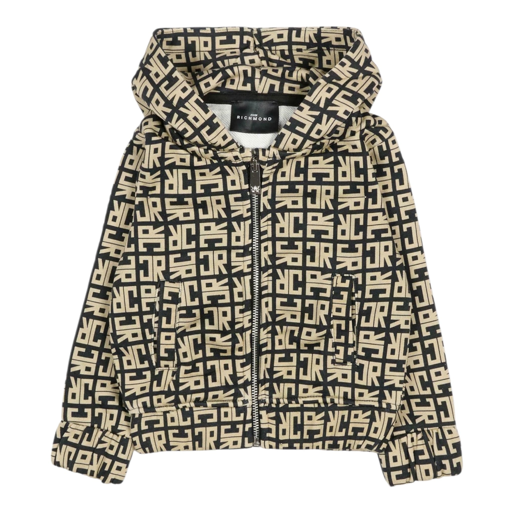 John Richmond Felpa con Zip E Cappuccio Bicolore Nero/Beige per Neonato RIA25047FE NERO/BEIGE JOHN RICHMOND 