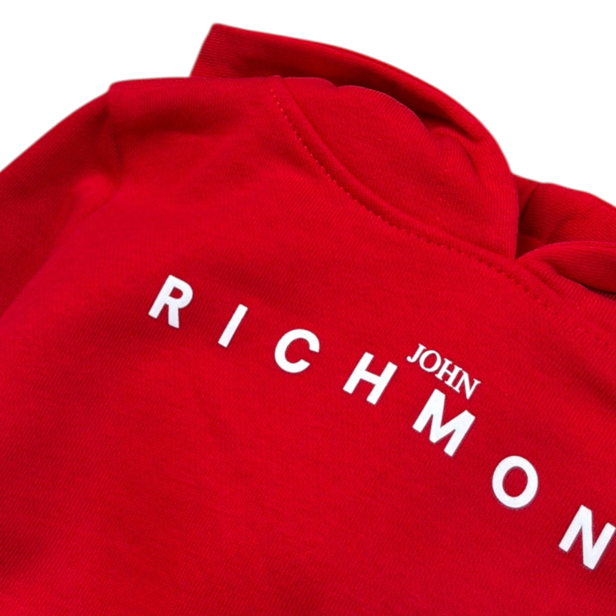 John Richmond Felpa tinta unita con Cappuccio E Stampa Rosso per Neonato RIA26002FE ROSSO JOHN RICHMOND 