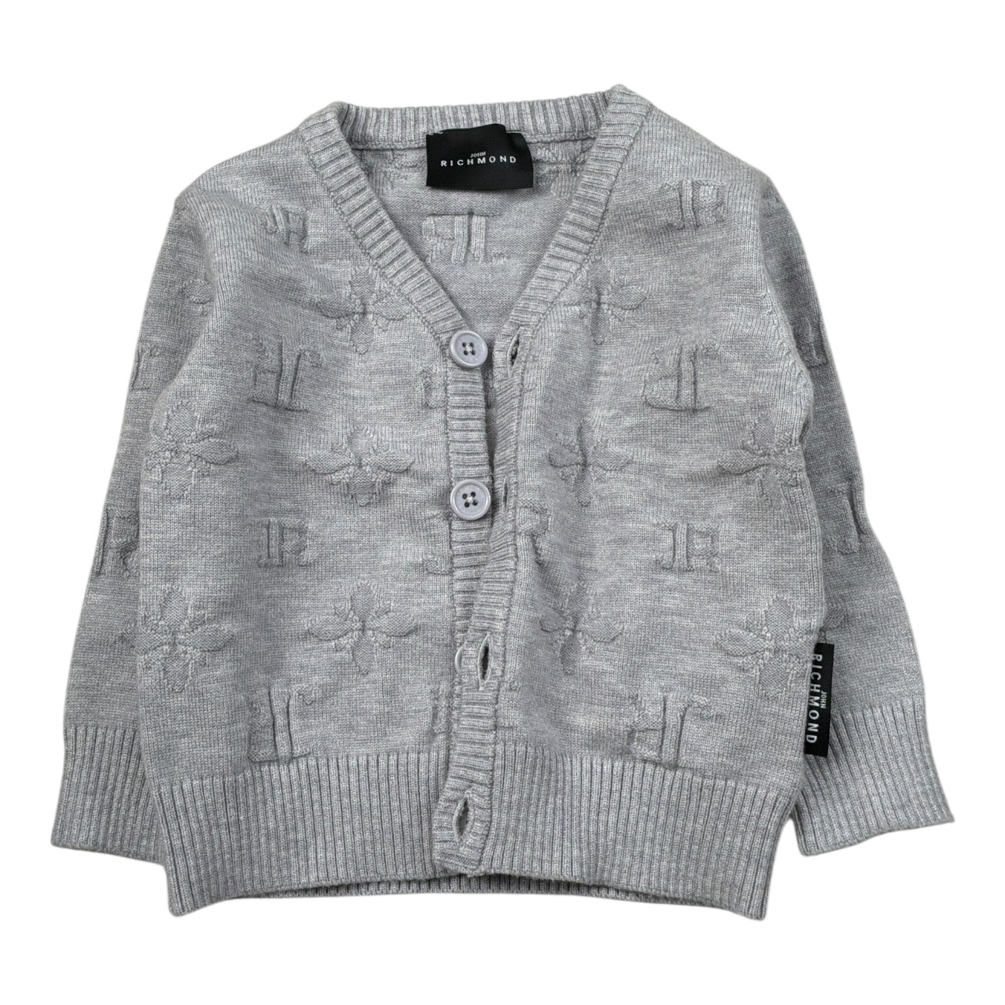 John Richmond Cardigan tinta unita con Logo Grigio per Neonato RIA26055CD GRIGIO JOHN RICHMOND 