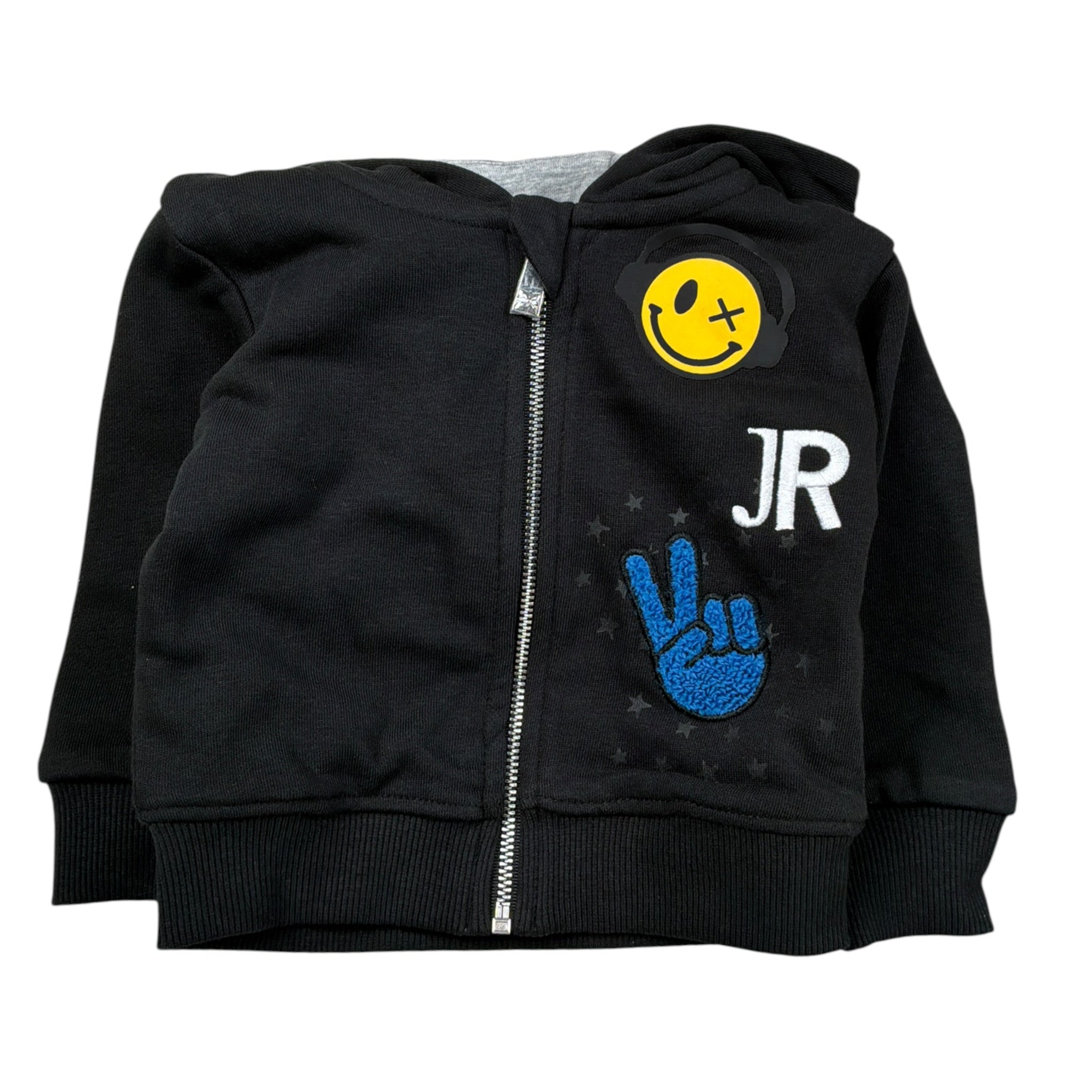 John Richmond Felpa tinta unita con Zip E Cappuccio Nero per Neonato RIA26111FE NERO JOHN RICHMOND 