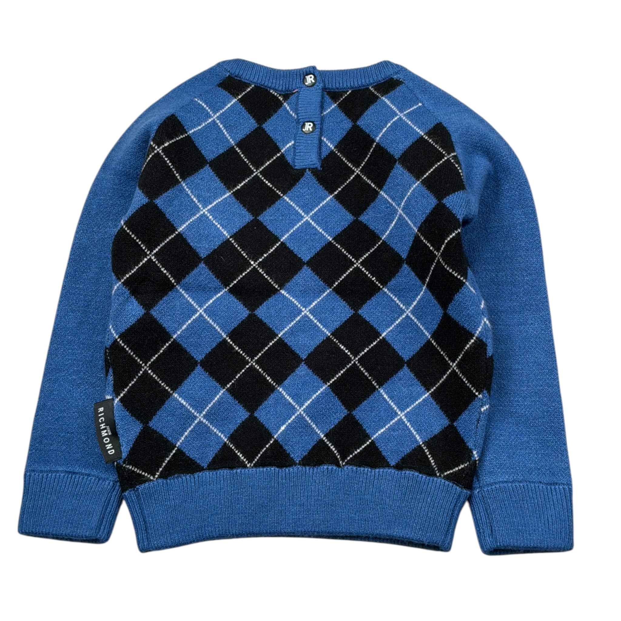 John Richmond Maglia Bicolore con Fantasia Quadri Blu per Neonato RIA26120MA BLU JOHN RICHMOND 