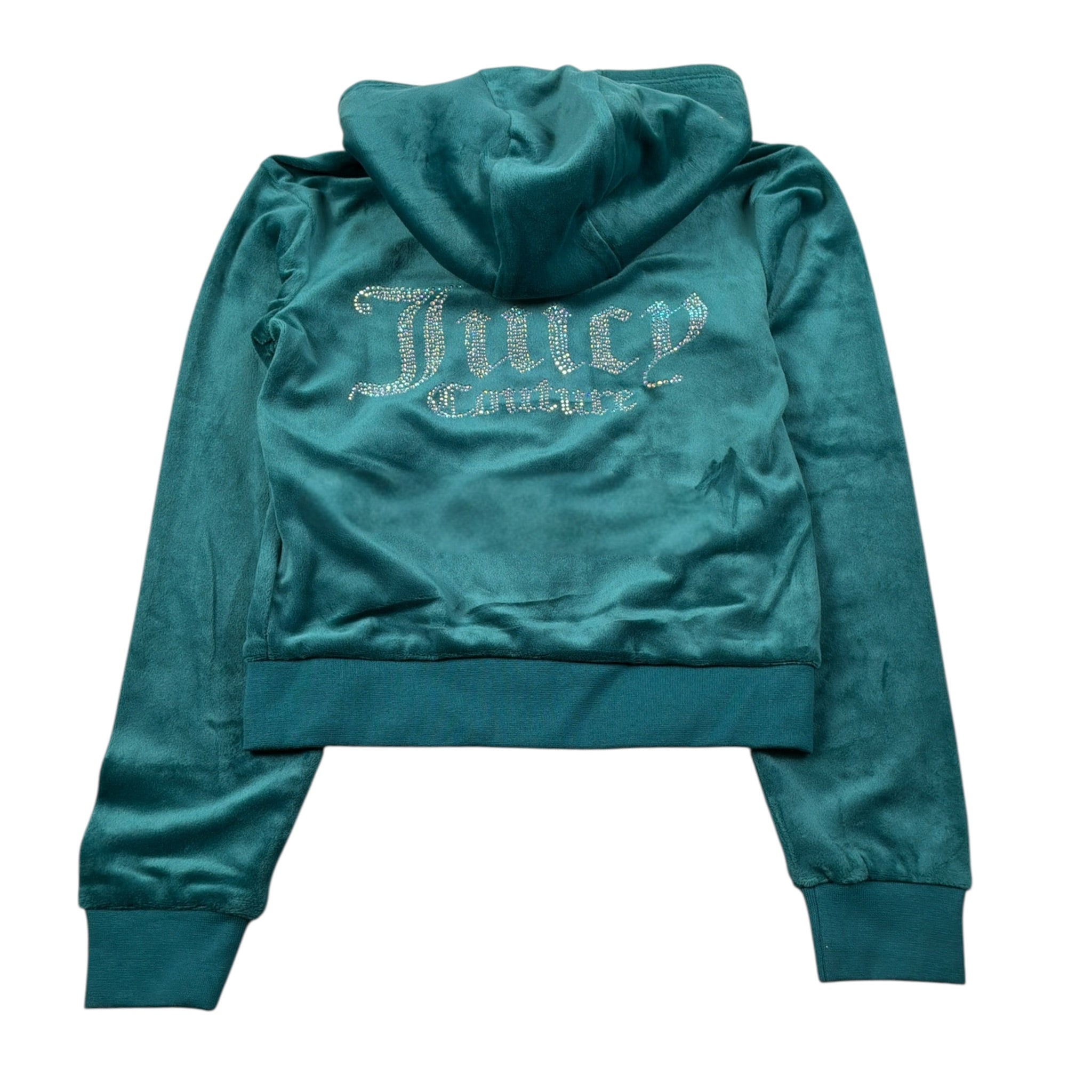 Juicy Couture Felpa con Zip E Cappuccio tinta unita In Velluto Verde per Bambina JBX6358 VERDE JUICY COUTURE 
