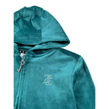 Juicy Couture Felpa con Zip E Cappuccio tinta unita In Velluto Verde per Bambina JBX6358 VERDE JUICY COUTURE 