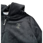 Juicy Couture Felpa con Zip E Cappuccio tinta unita In Velluto Nero per Bambina JBX6500 NERO JUICY COUTURE 