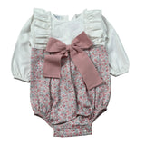 Juliana Pagliaccetto Manica Lunga con Fiocco Bianco/Rosa per Neonata 25640 BIANCO/ROSA JULIANA 