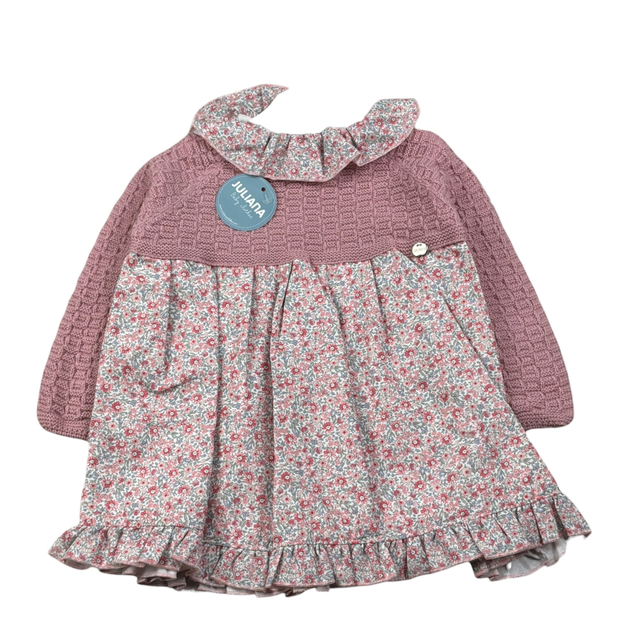 Juliana Abito Manica Lunga Fantasia Floreale Rosa per Neonata 25647 ROSA JULIANA 
