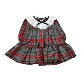 Juliana Abito tinta unita con Fantasia E Colletto Rosso per Bambina 25658X ROSSO JULIANA 