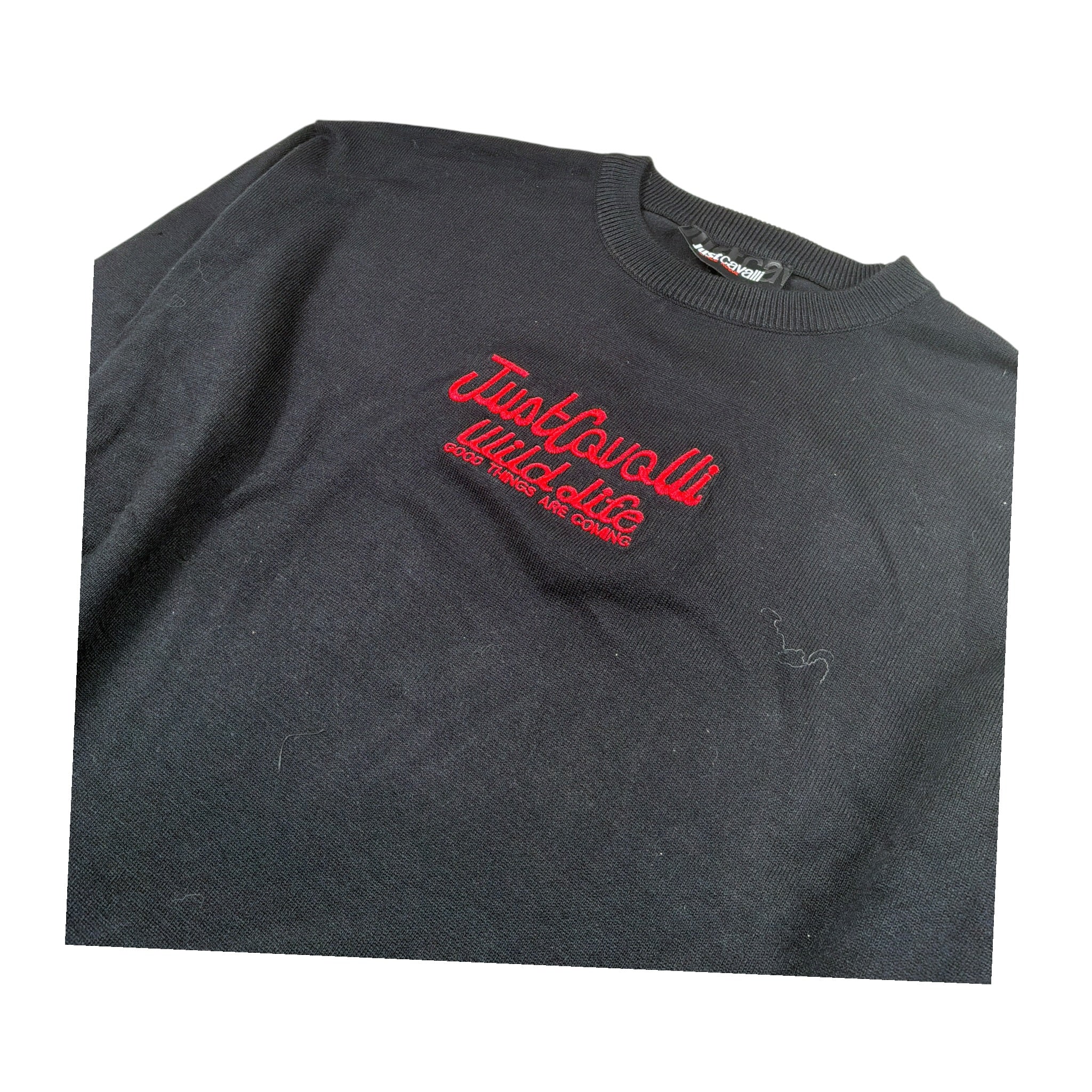 Just Cavalli Maglia tinta unita con Stampa Nero per Bambina JBA26090MA NERO JUST CAVALLI 