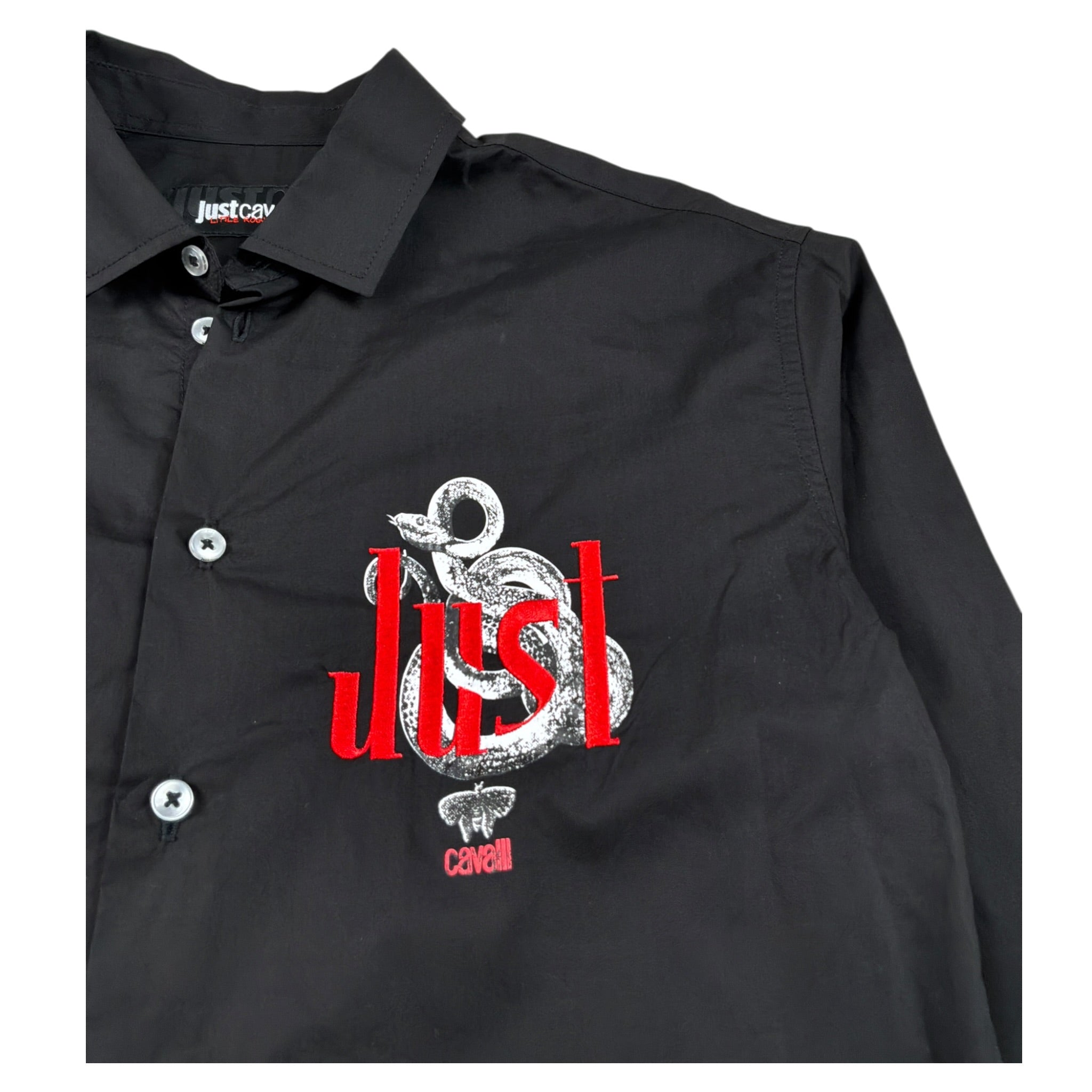 Just Cavalli Camicia Manica Lunga tinta unita con Logo Nero per Bambino JBA2609CA NERO JUST CAVALLI 