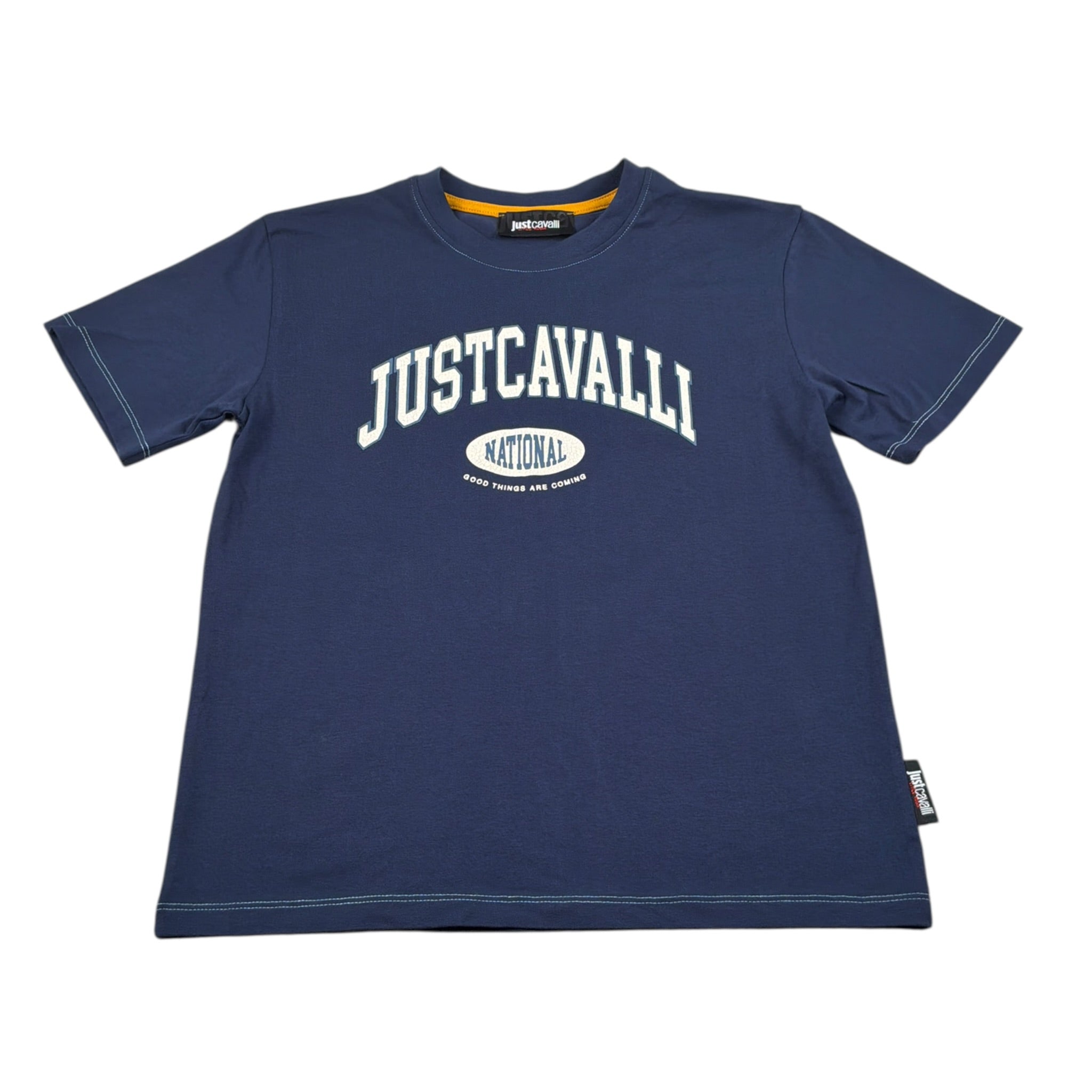 Just Cavalli T-Shirt Girocollo Tinta Unit con Stampa Blu per Bambino JBA26129TS BLU JUST CAVALLI 