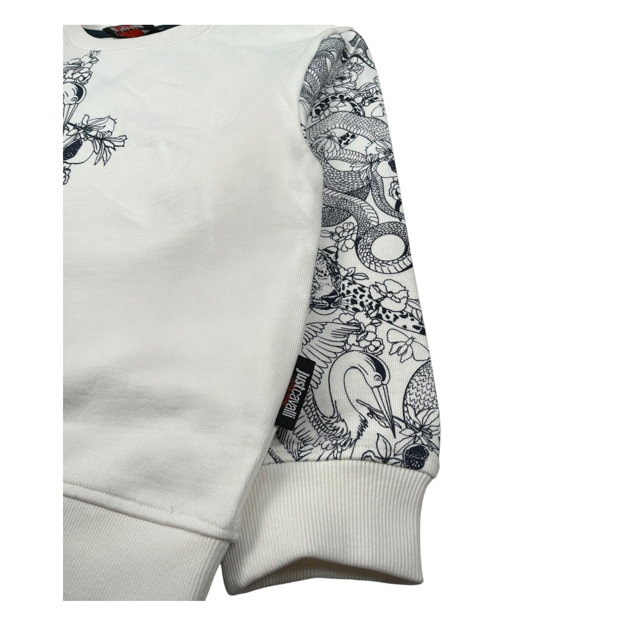 Just Cavalli Felpa Chiusa Girocollo tinta unita con Stampa Panna per Bambino JBA26143FE PANNA JUST CAVALLI 