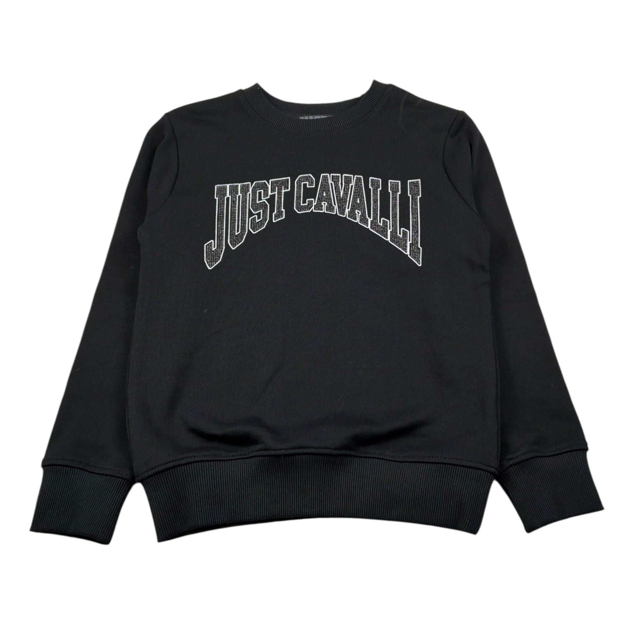 Just Cavalli Felpa Chiusa Girocollo tinta unita con Stampa Nero per Bambina JBA26157FE NERO JUST CAVALLI 