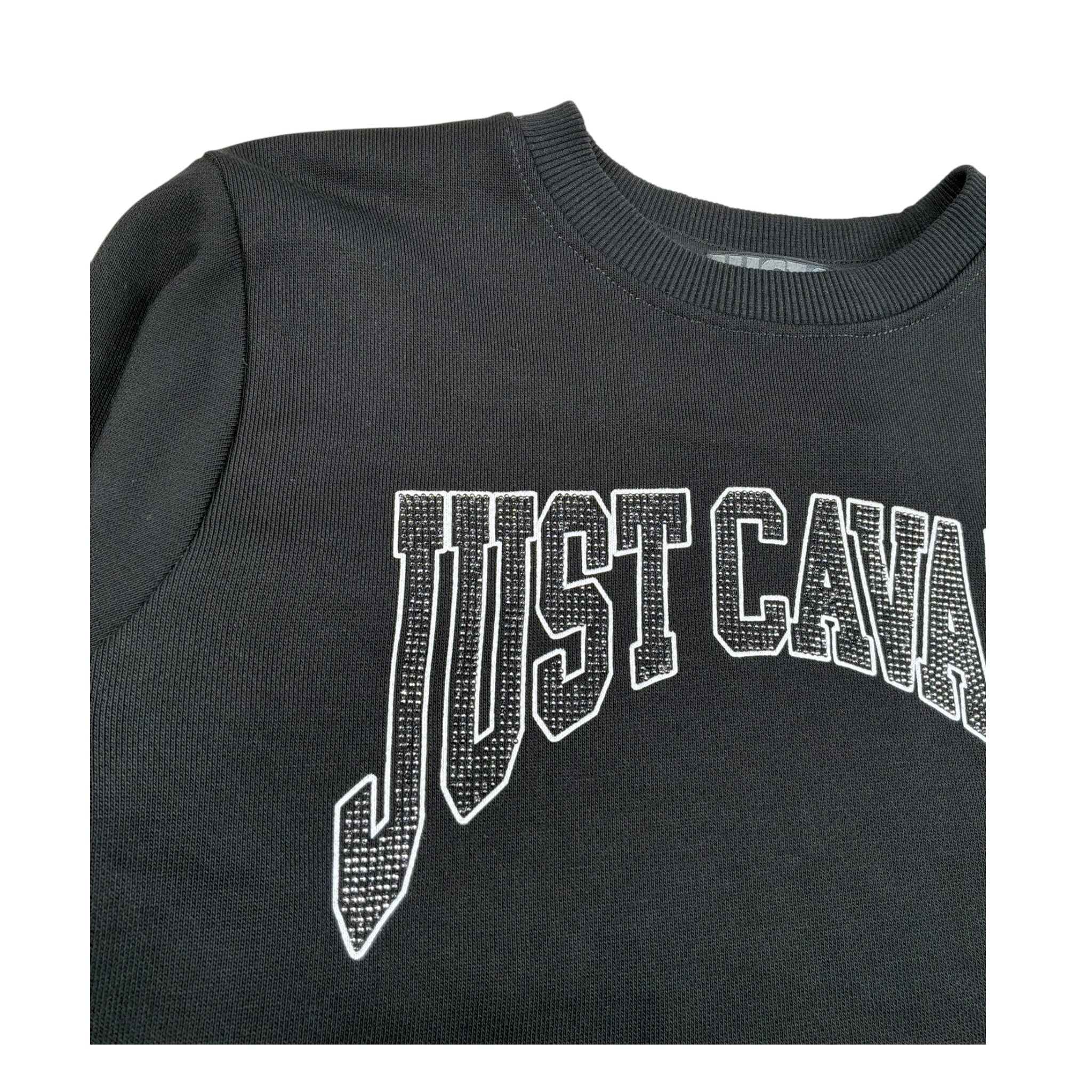 Just Cavalli Felpa Chiusa Girocollo tinta unita con Stampa Nero per Bambina JBA26157FE NERO JUST CAVALLI 