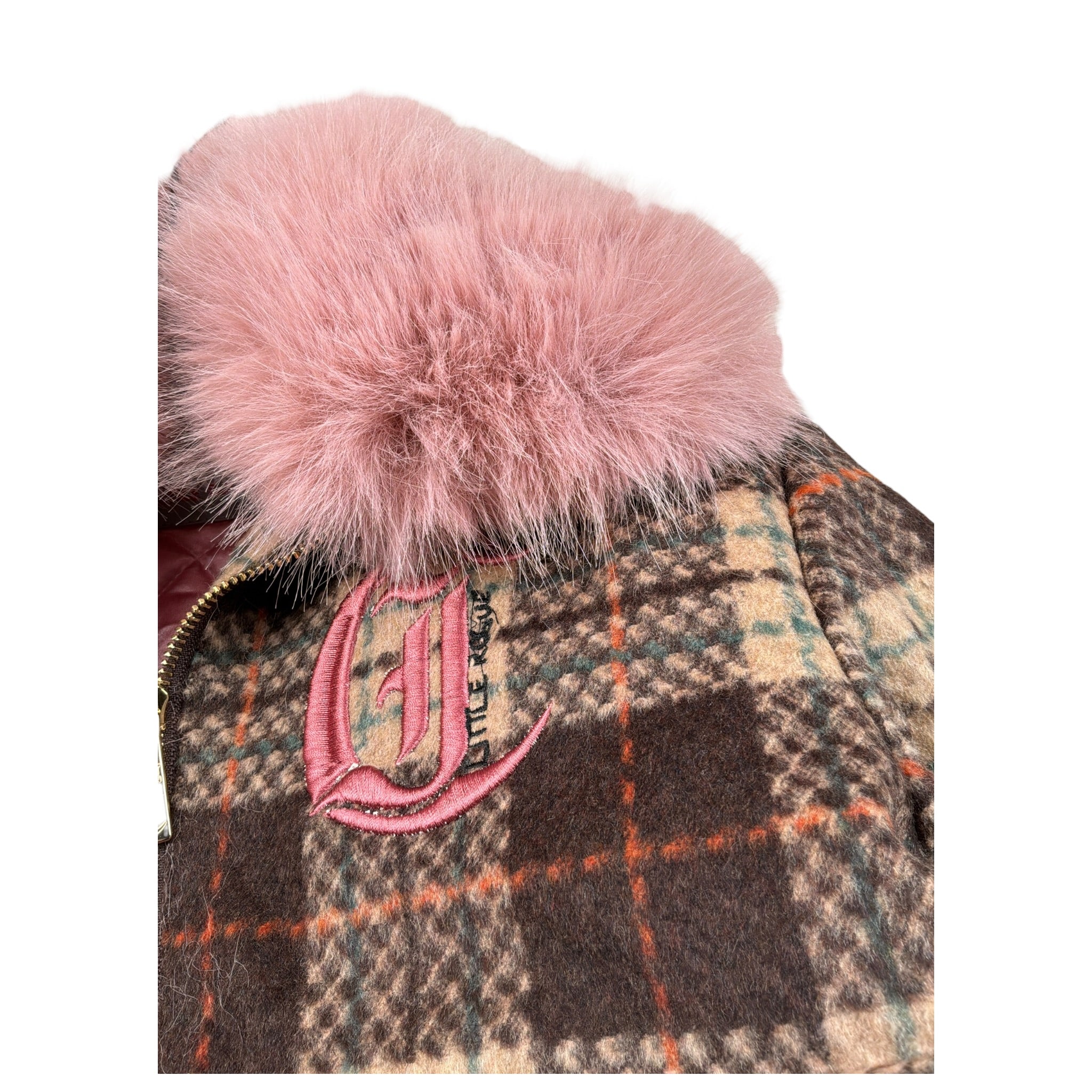 Just Cavalli Giubbino Stampa Fantasiua con Colletto Pelliccia Marrone per Bambina JGA26037GB MARRONE JUST CAVALLI 