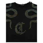 Just Cavalli T-Shirt Girocollo tinta unita con Brillantini Nero per Bambina JGA26044TS NERO JUST CAVALLI 