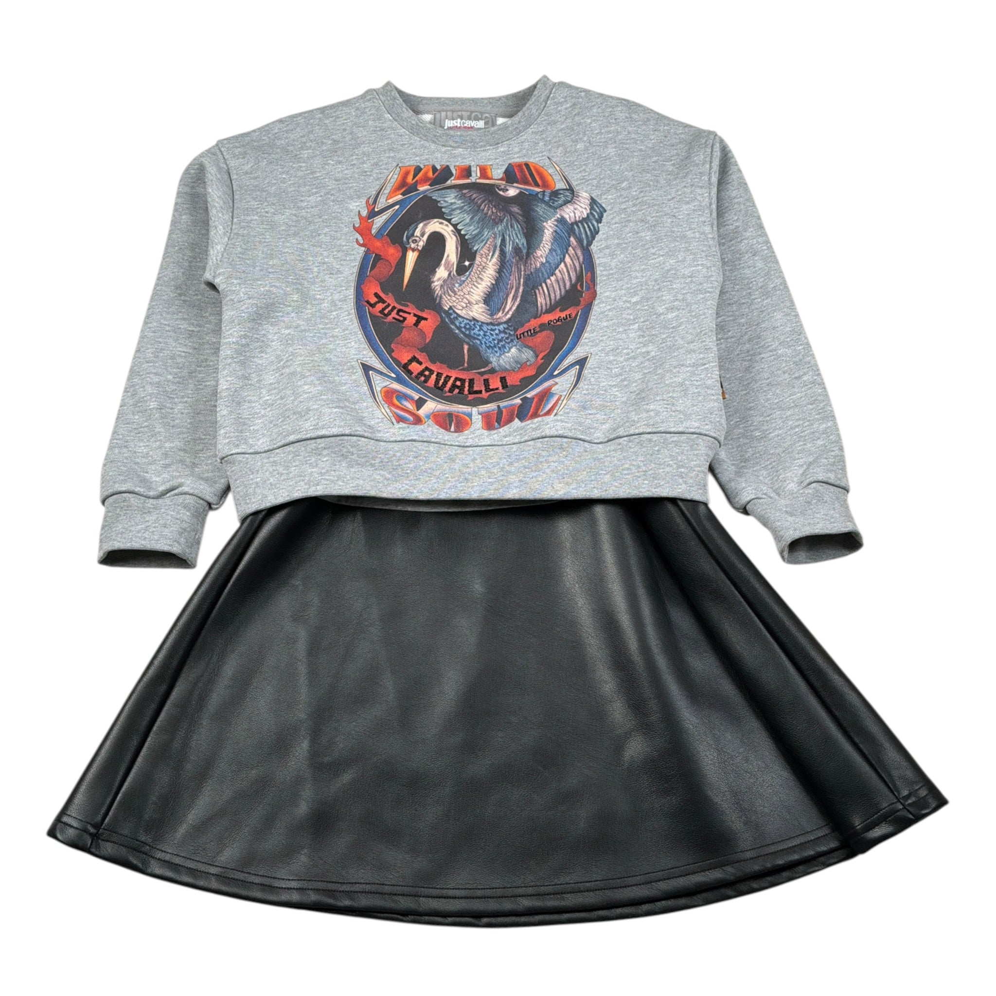 Just Cavalli Abito Giromanica Bicolore con Felpa Grigio per Bambina JGA2612VE GRIGIO JUST CAVALLI 