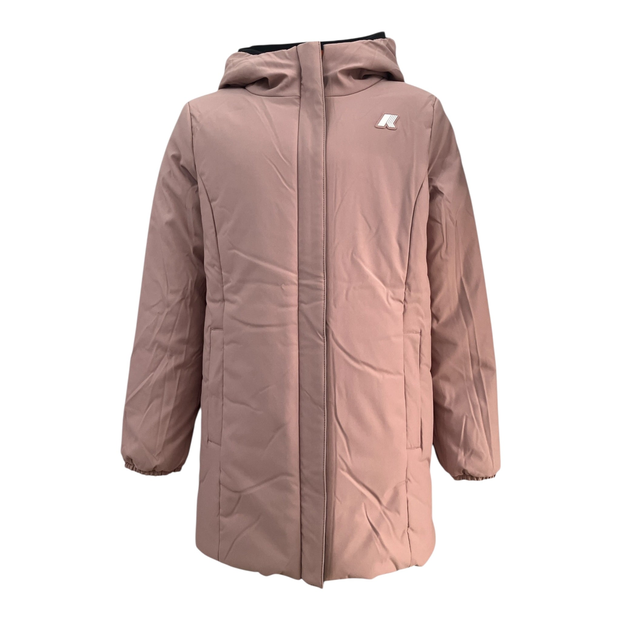 K-Way Giubbino Reversibile Lungo con Zip E Cappuccio Nero/Rosa per Bambina K11517WAX NERO/ROSA K-WAY 