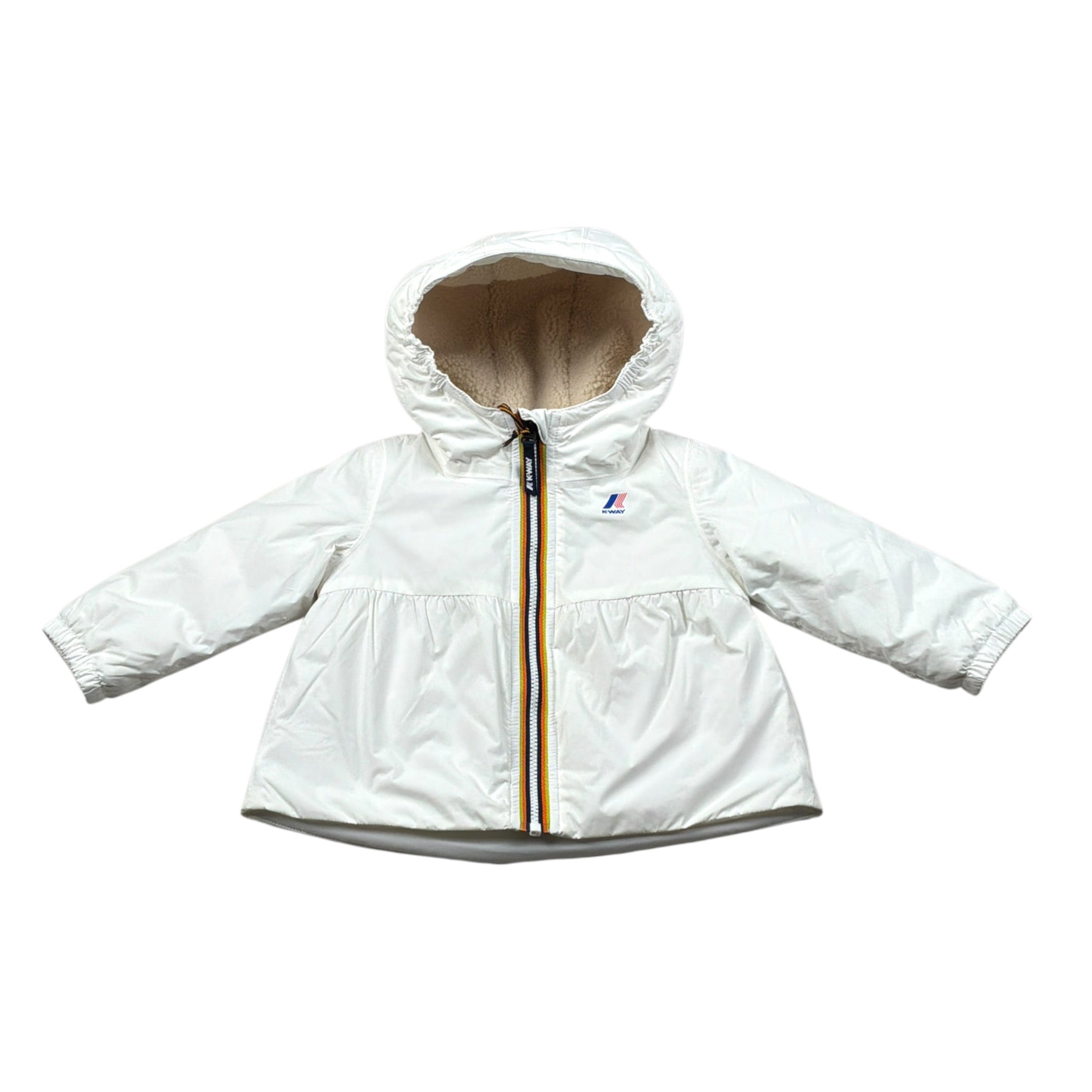 K-Way Giubbino tinta unita con Cappuccio Bianco per Neonata K2134VW BIANCO K-WAY 