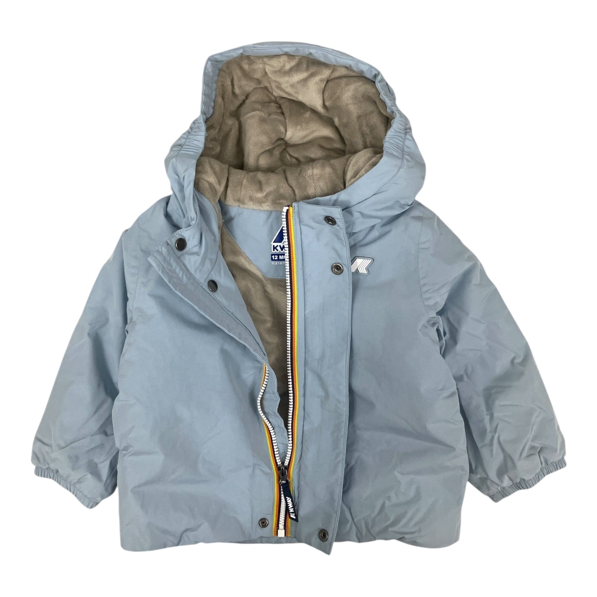 K-Way Giubbino tinta unita con Cappuccio Azzurro per Neonato K4137VWX AZZURRO K-WAY 