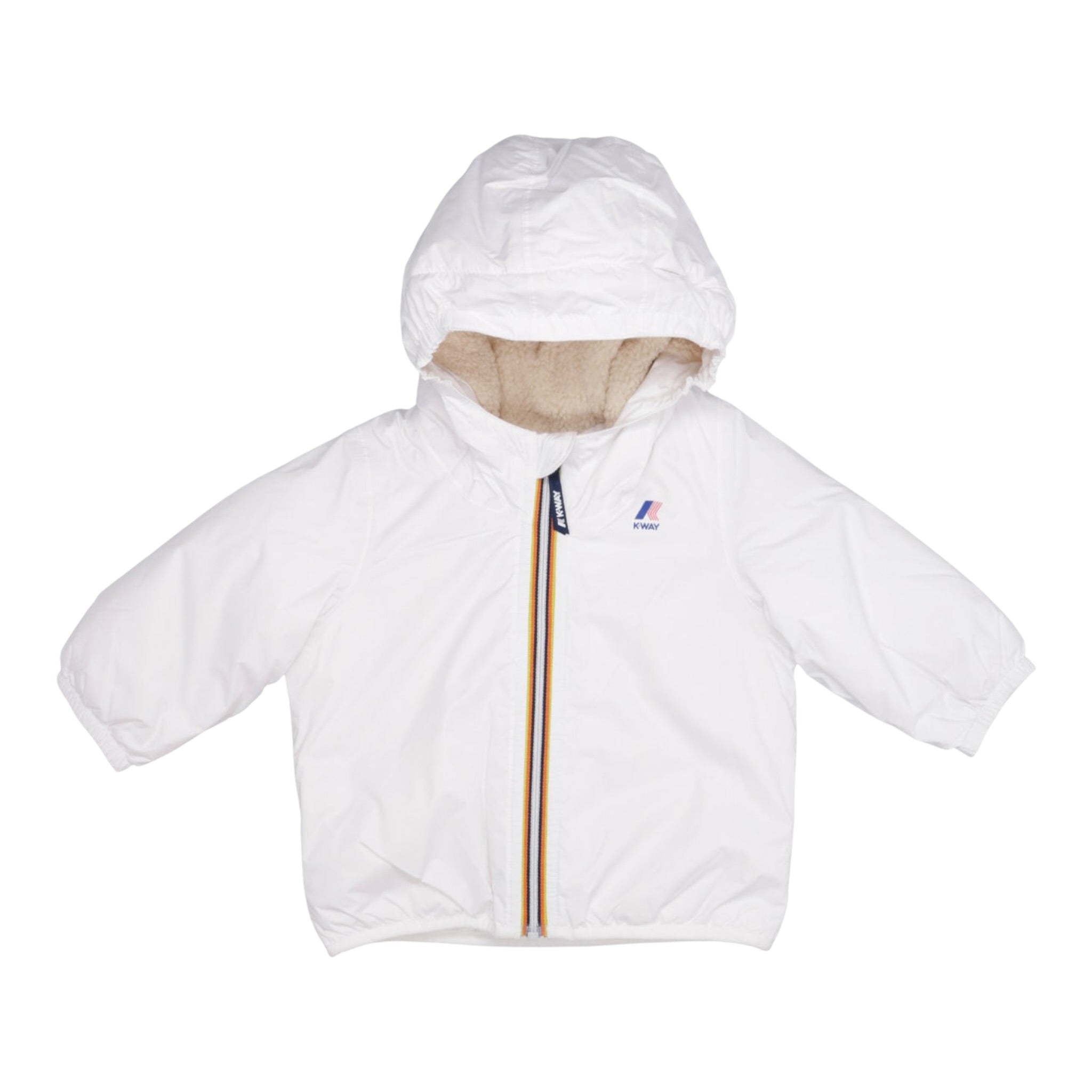 K-Way Giubbino tinta unita con Cappuccio Bianco per Bambino K6115FWO BIANCO K-WAY 
