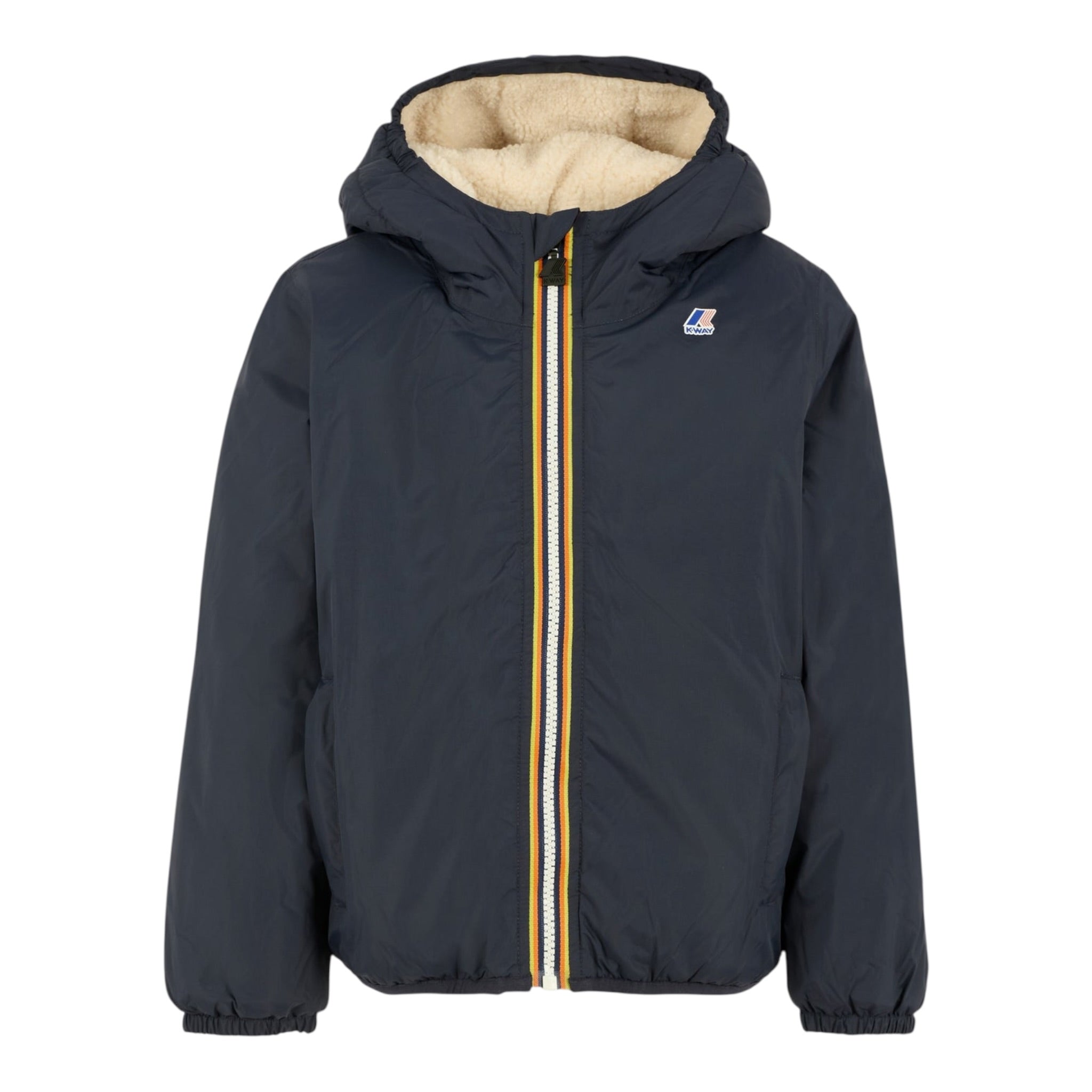 K-Way Giubbino tinta unita con Cappuccio Nero per Bambino K6115FWO NERO K-WAY 