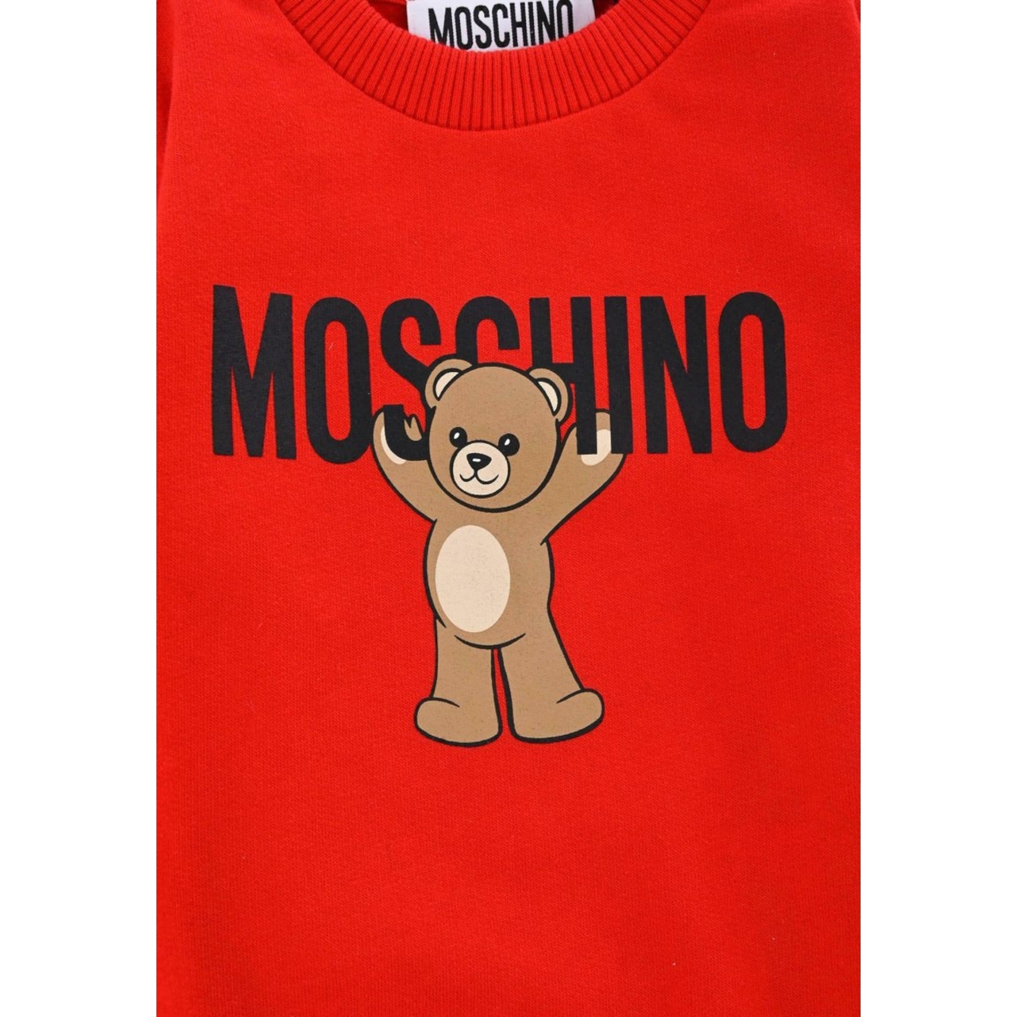 Moschino Felpa Chiusa Girocollo tinta unita con Stampa Rosso per Neonato MNF060XXXX ROSSO MOSCHINO 